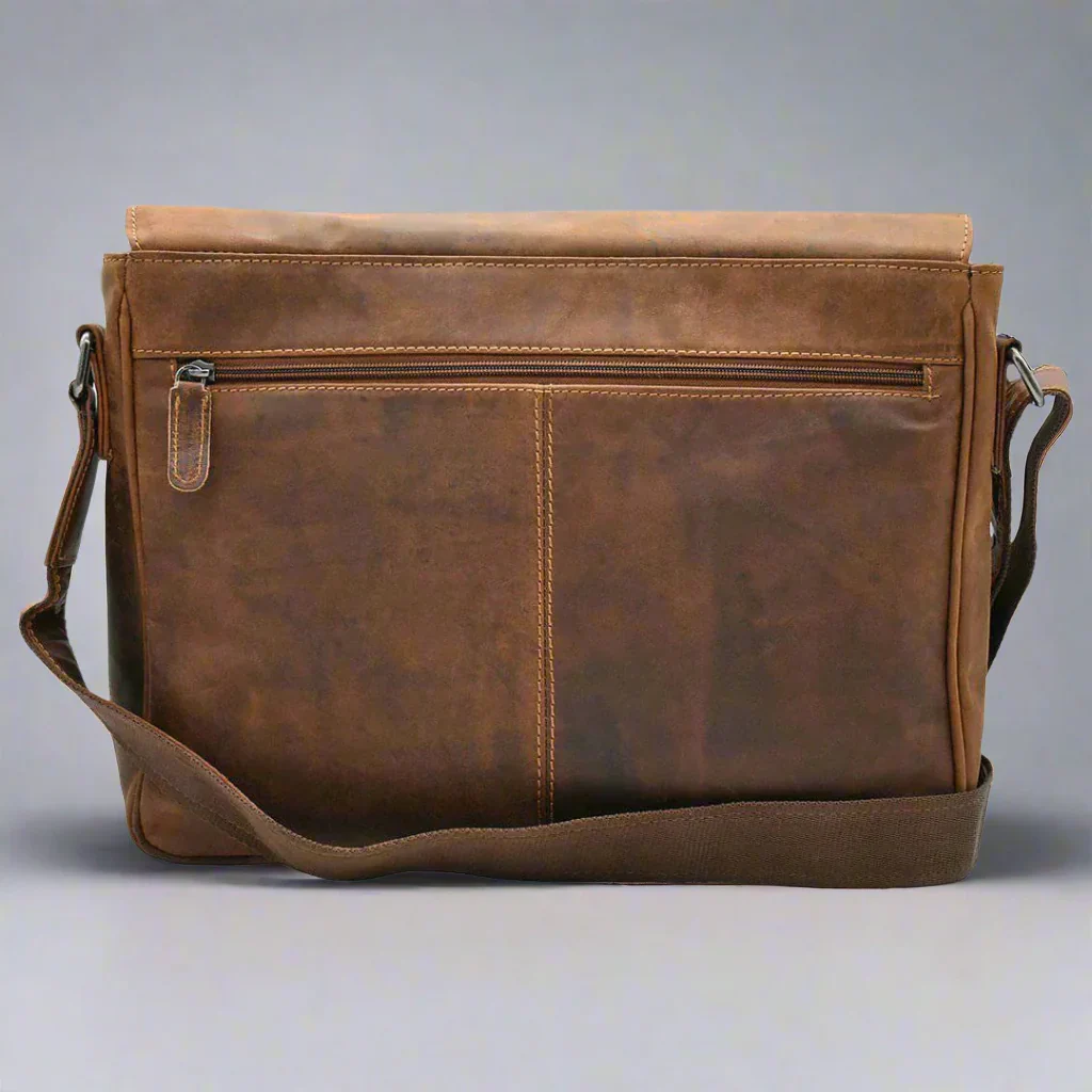Greenwood Leather Laptop Bag. Premium Waxed Pull-Up Leather Messenger Bag - Image 8