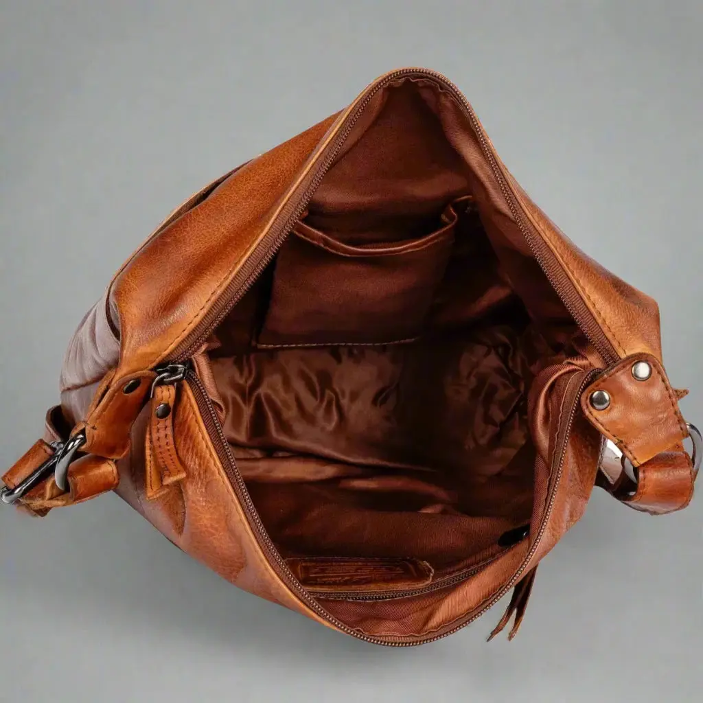 Greenwood Leather Shoulder Bag with 2 Zip Pockets - Image 18
