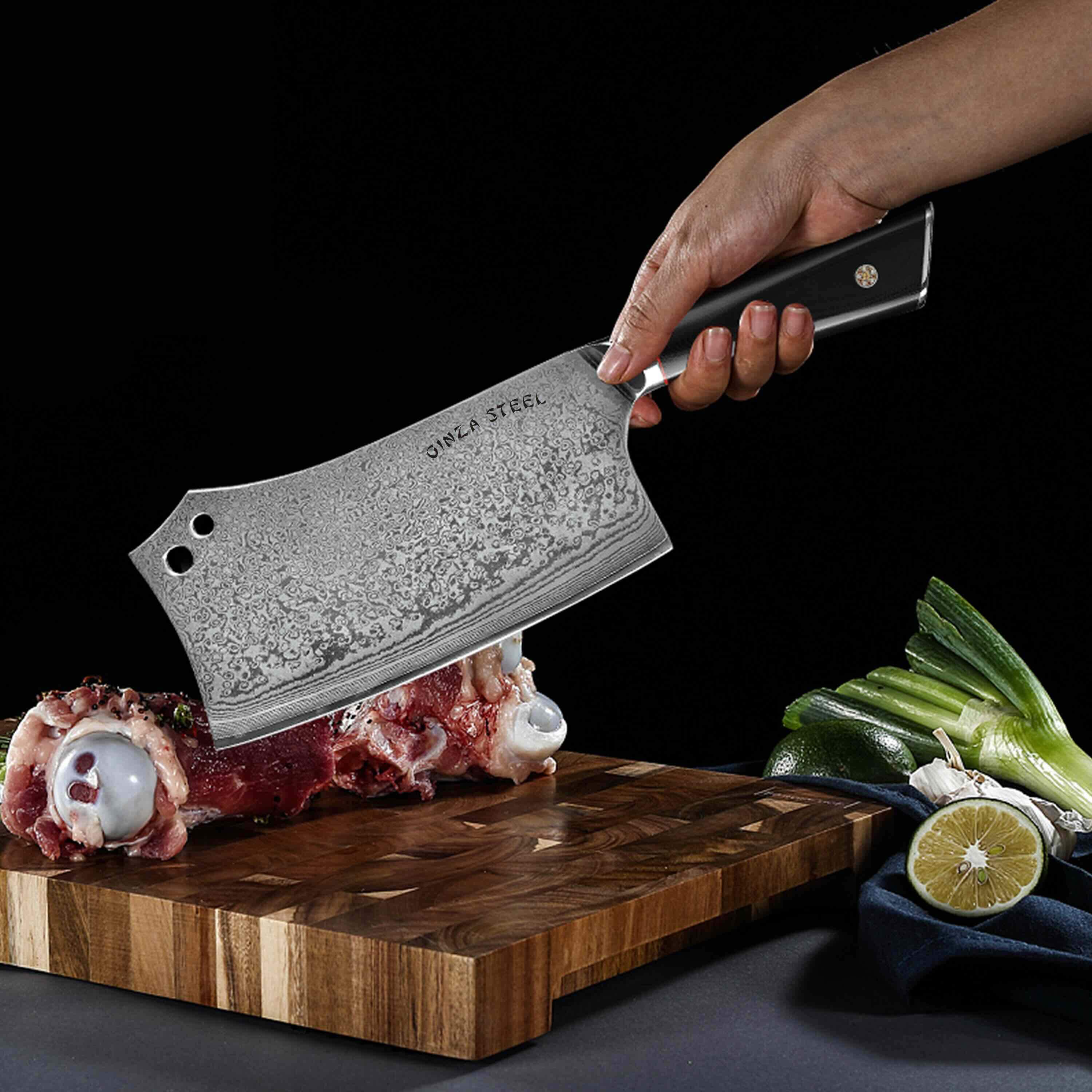 HAGAKURE Y | Chopping Knife 7" Damascus AUS 10 Steel - Image 6