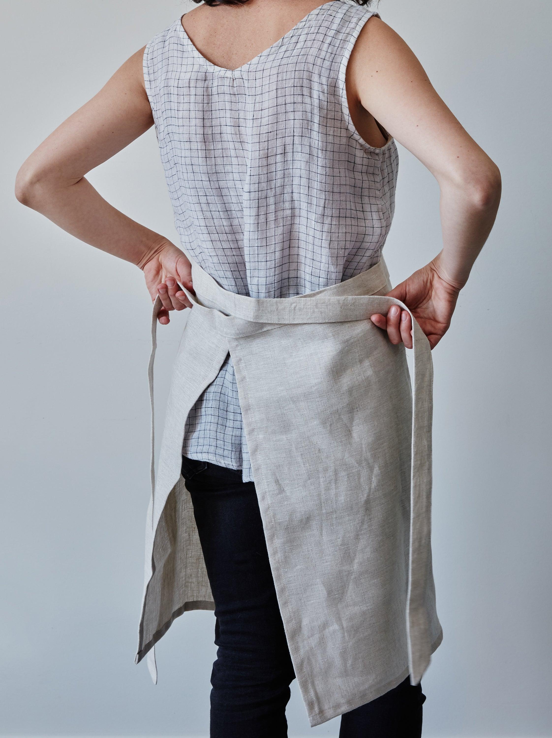 Half Linen Apron - Oat - Image 2