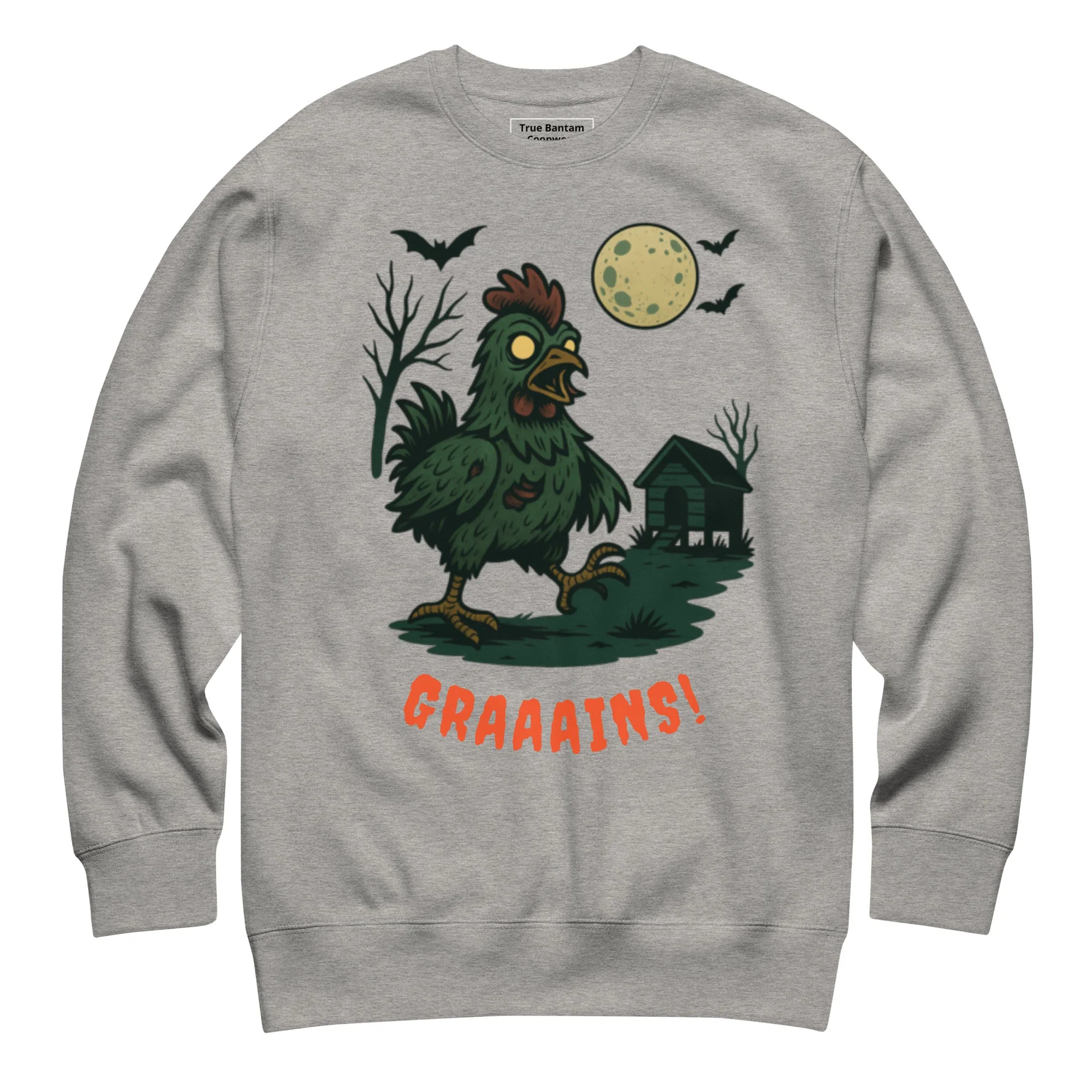 Halloween Zombie Chicken Scene Unisex Premium Sweatshirt - Image 2