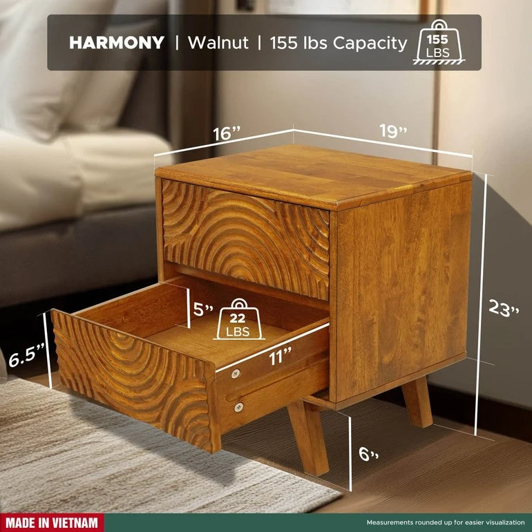 Harmony Nightstand with 2 Drawers - Image 2