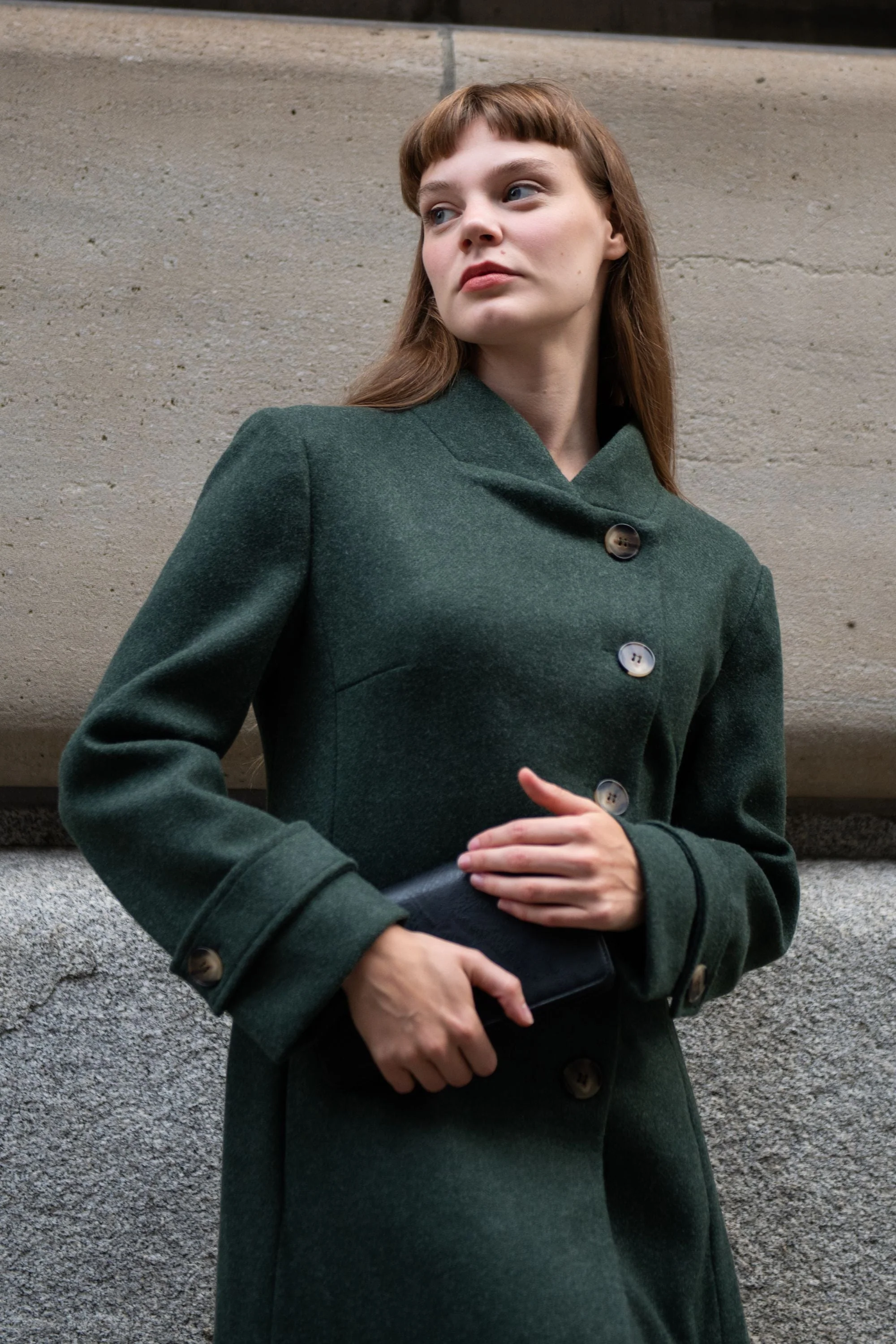 Harper Retro Flared Coat Side Buttons Elegant - Image 19