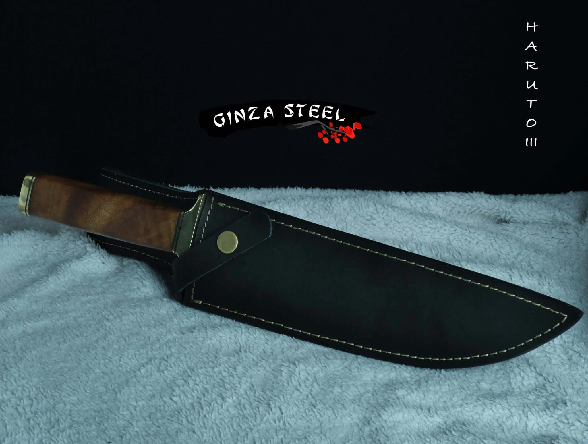 Ginza Steel Haruto-III Bowie Knife - 9" Blade with Leather Sheath - Image 9