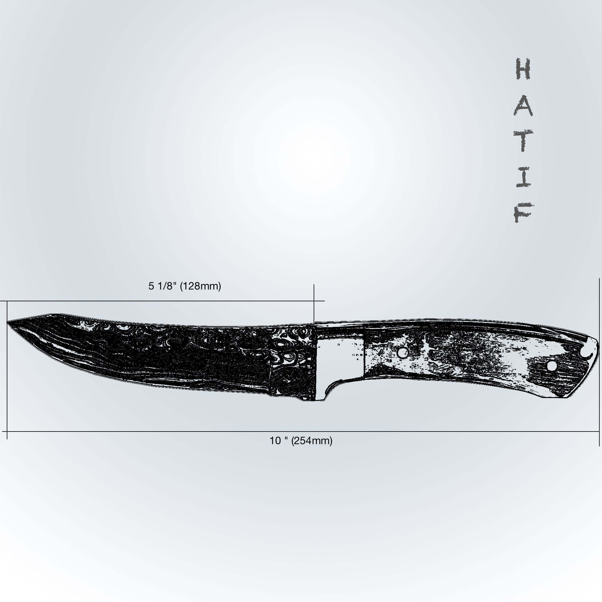 Hatif Hunter Special - Damascus Steel Skinner Knife 5 inch with Leather Sheath - Image 12