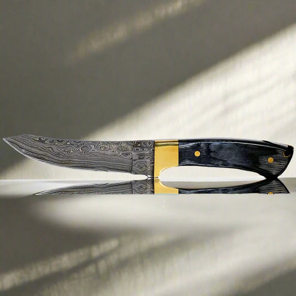 Hatif Hunter Special - Damascus Steel Skinner Knife 5 inch with Leather Sheath - Image 2