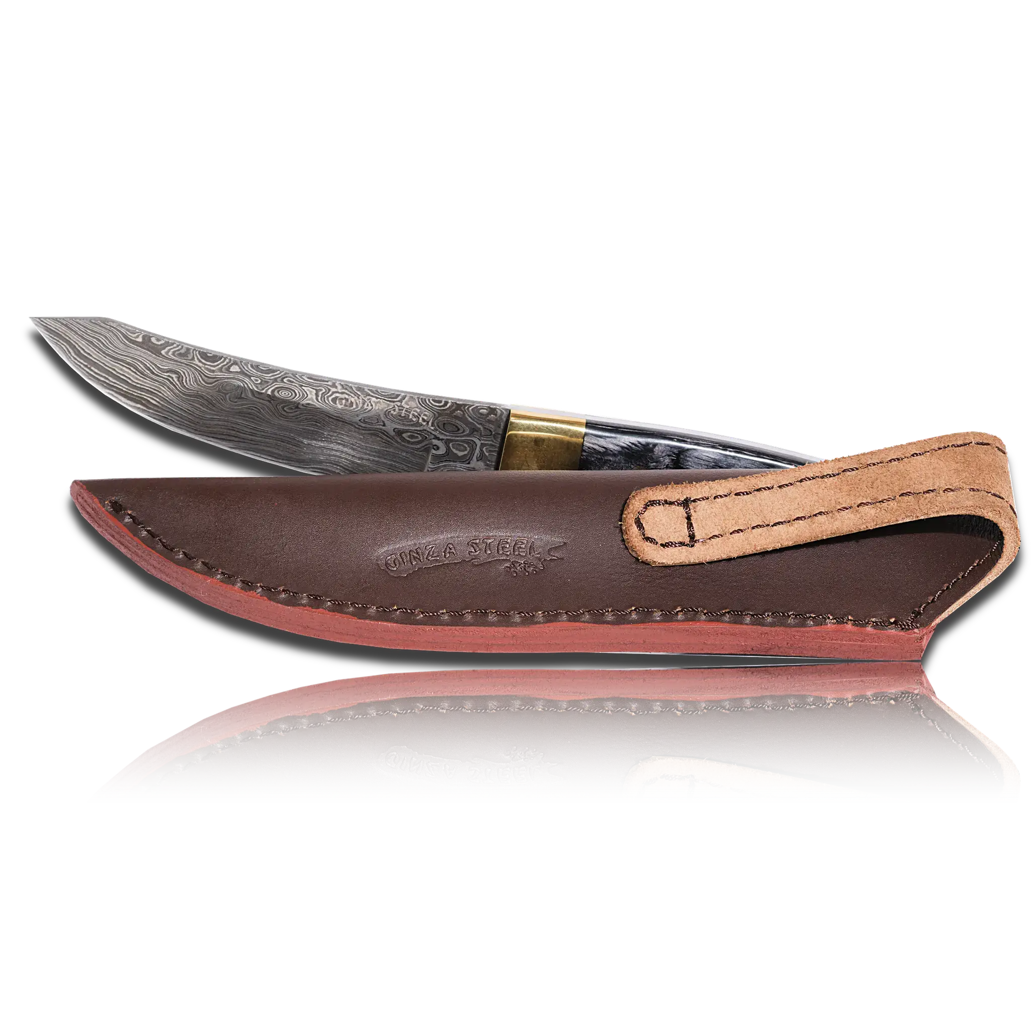 Hatif Hunter Special - Damascus Steel Skinner Knife 5 inch with Leather Sheath - Image 4