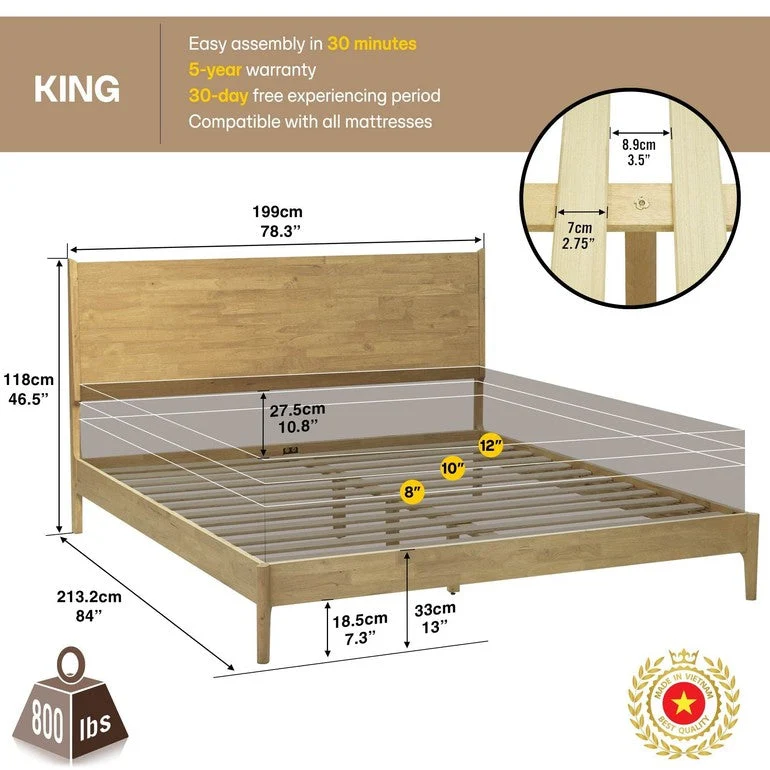 Haven Deluxe Wood Platform Bed Frame - Image 3