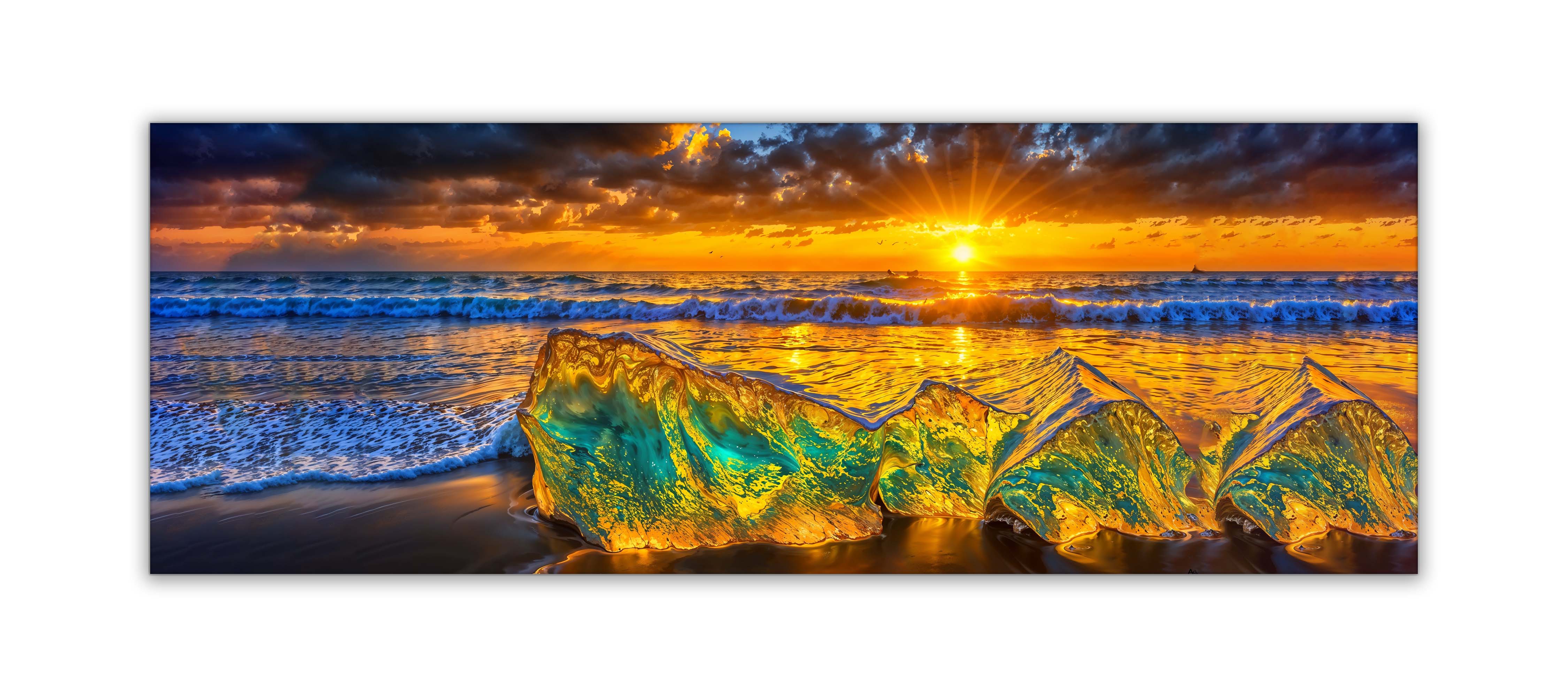 HDR Beach Rocks-Wall Art-Skyline-Canvas Print - Image 2