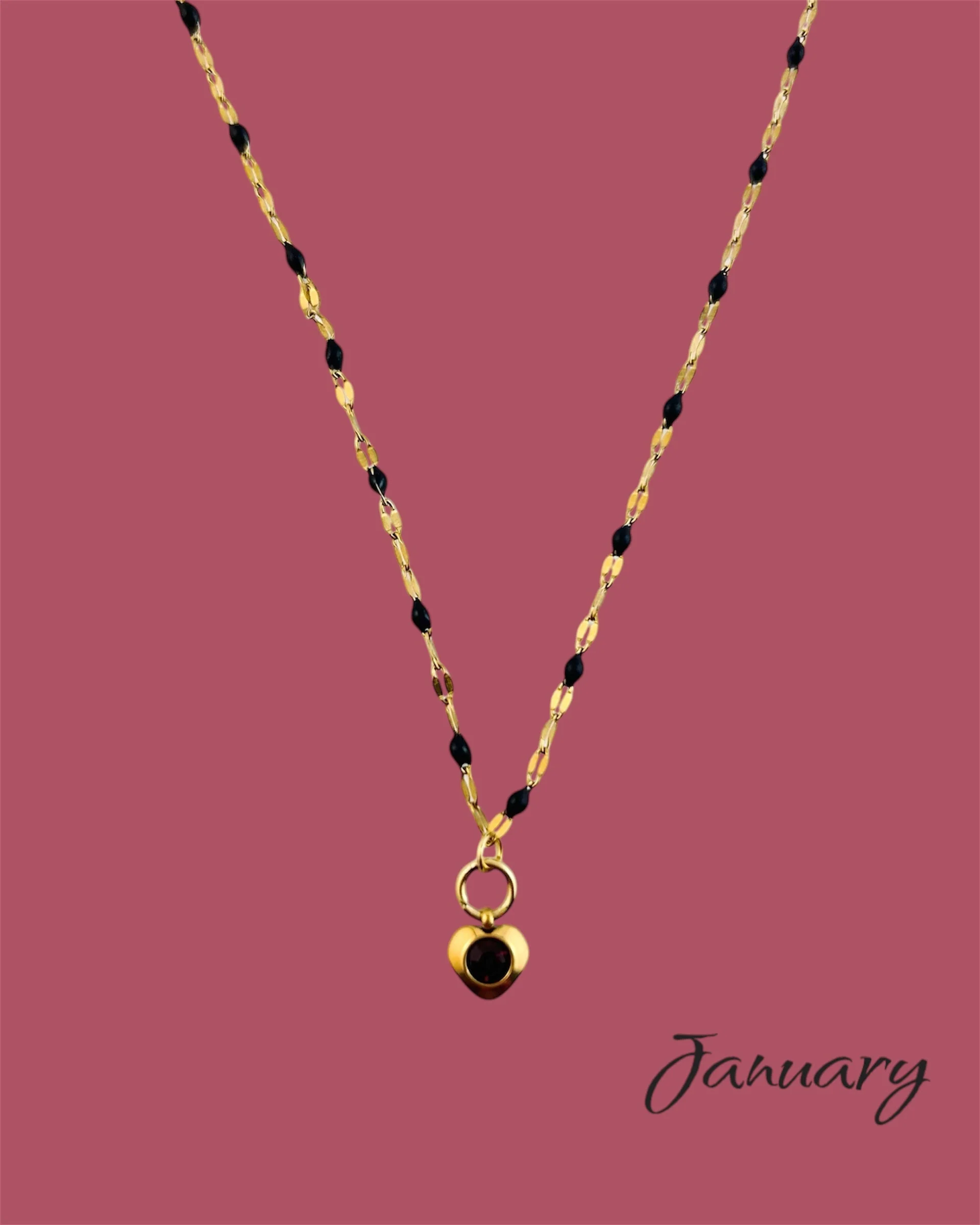 Heart Stone Necklaces in gold - various birthstone colours - Image 3