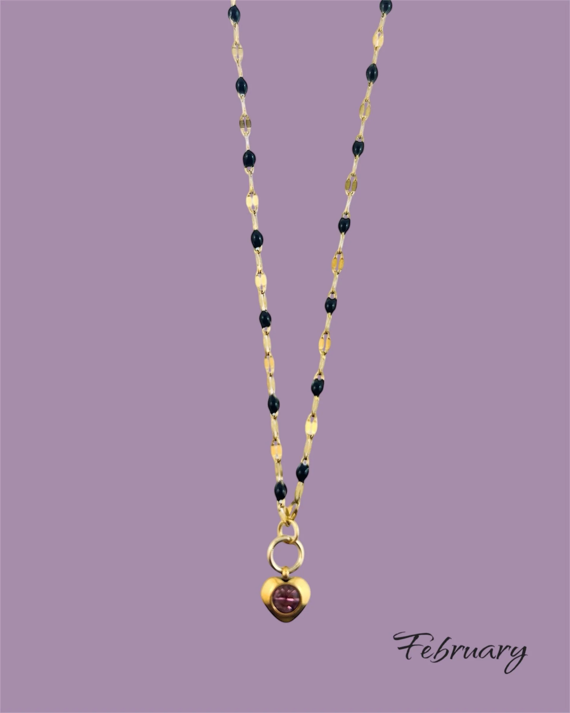 Heart Stone Necklaces in gold - various birthstone colours - Image 4