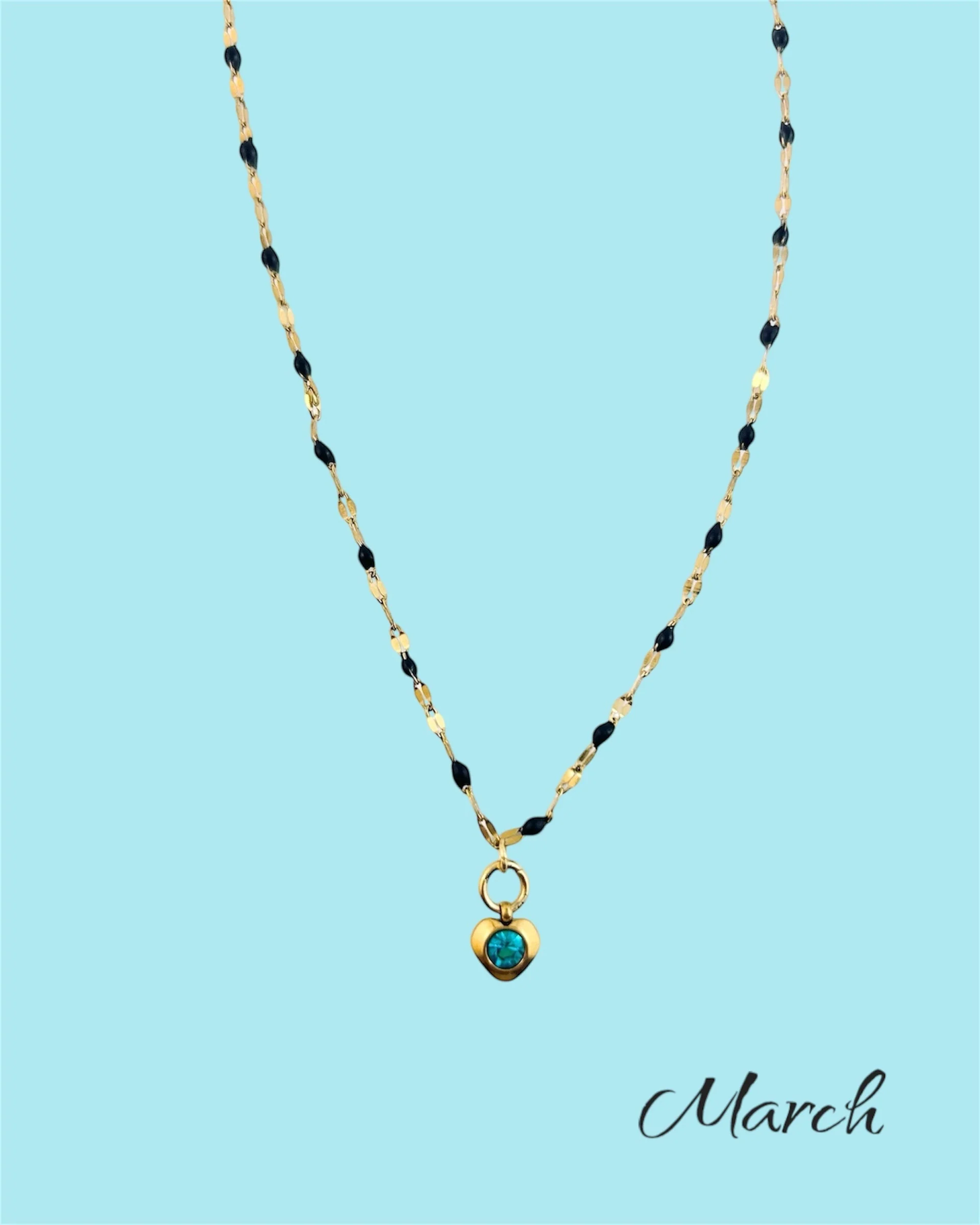 Heart Stone Necklaces in gold - various birthstone colours - Image 5