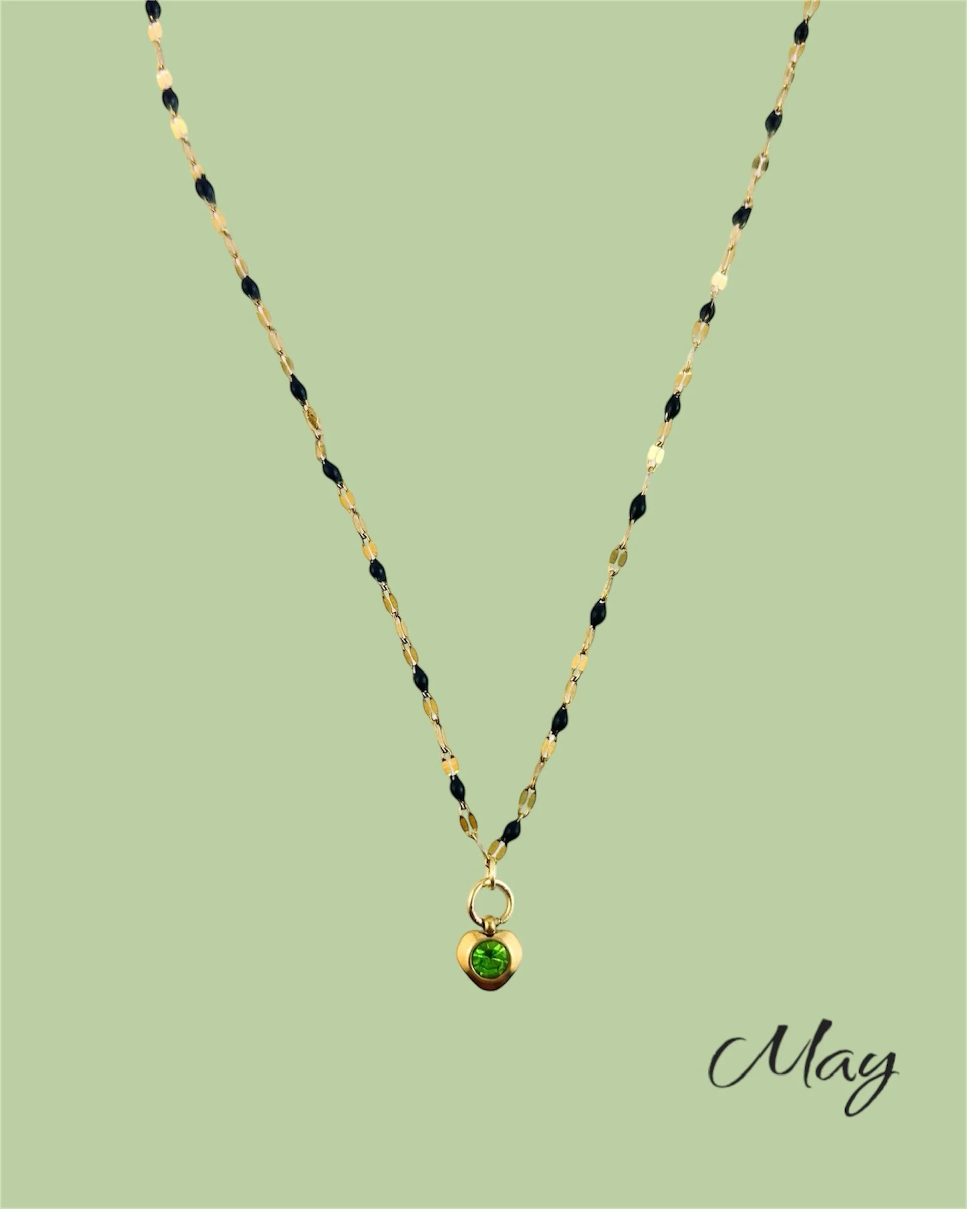 Heart Stone Necklaces in gold - various birthstone colours - Image 7