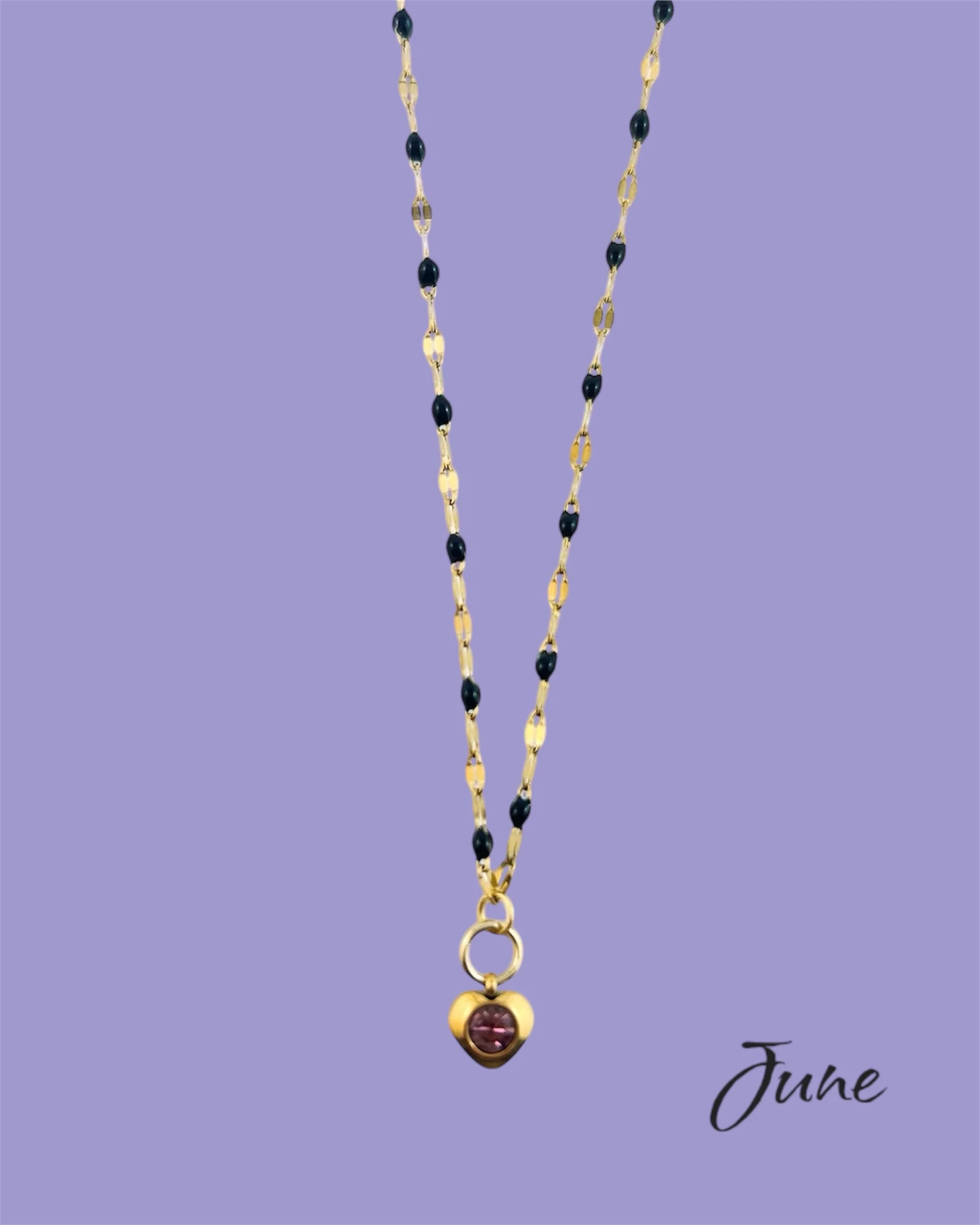 Heart Stone Necklaces in gold - various birthstone colours - Image 8