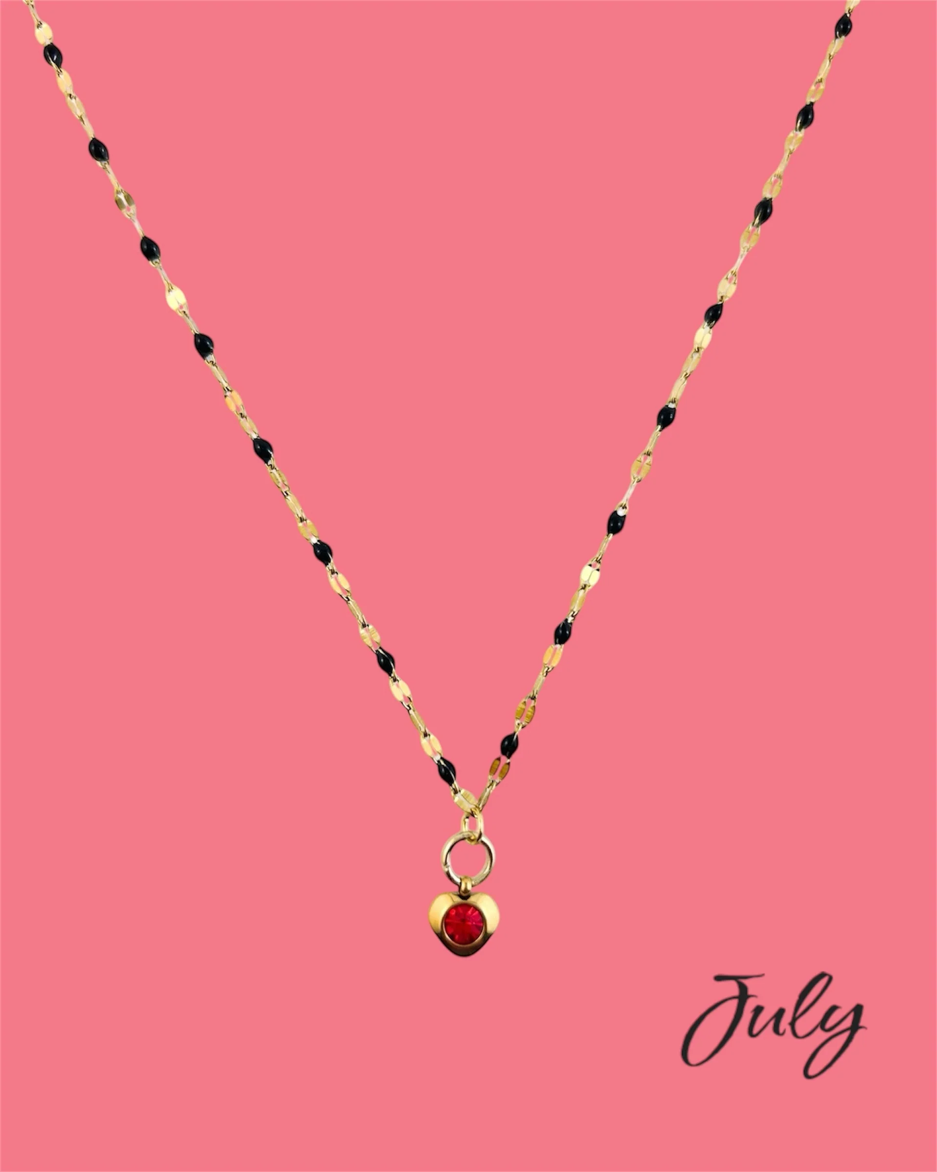 Heart Stone Necklaces in gold - various birthstone colours - Image 9