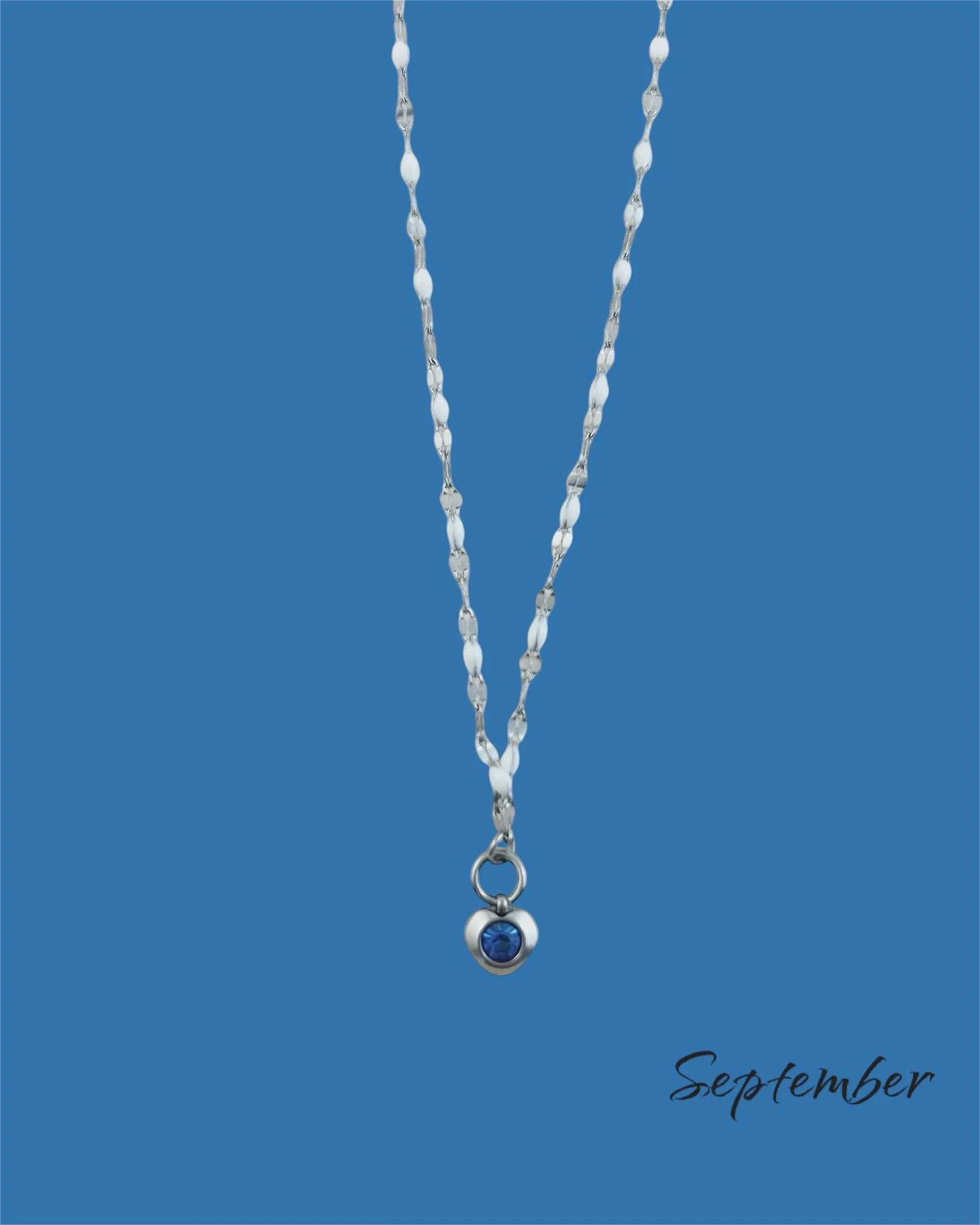 Heart Stone Necklaces in silver - various birthstone colours - Image 11
