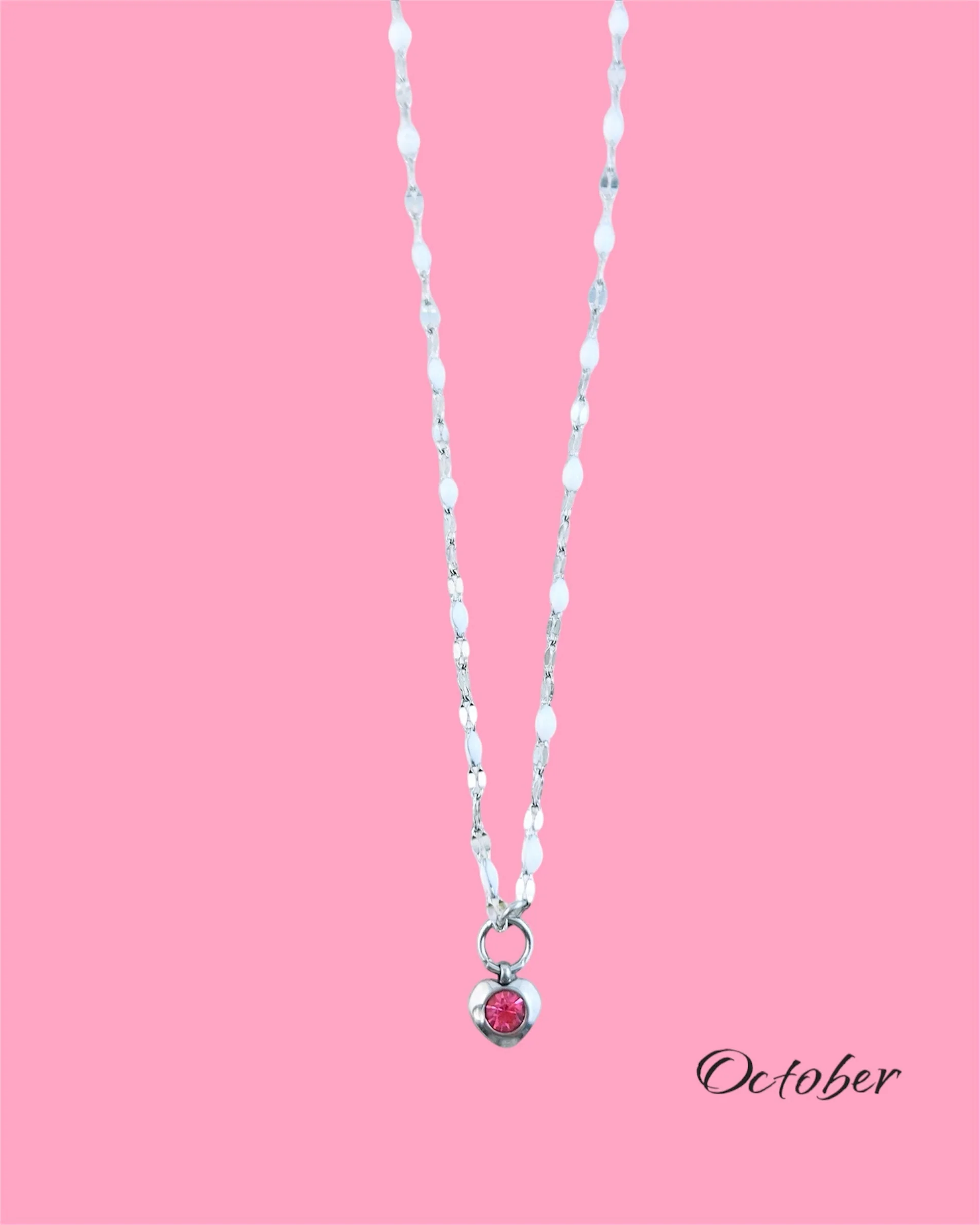 Heart Stone Necklaces in silver - various birthstone colours - Image 12