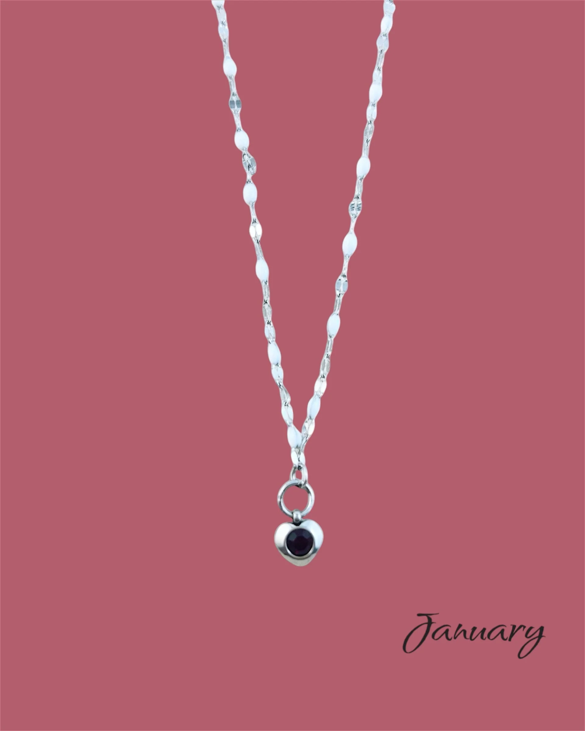 Heart Stone Necklaces in silver - various birthstone colours - Image 3