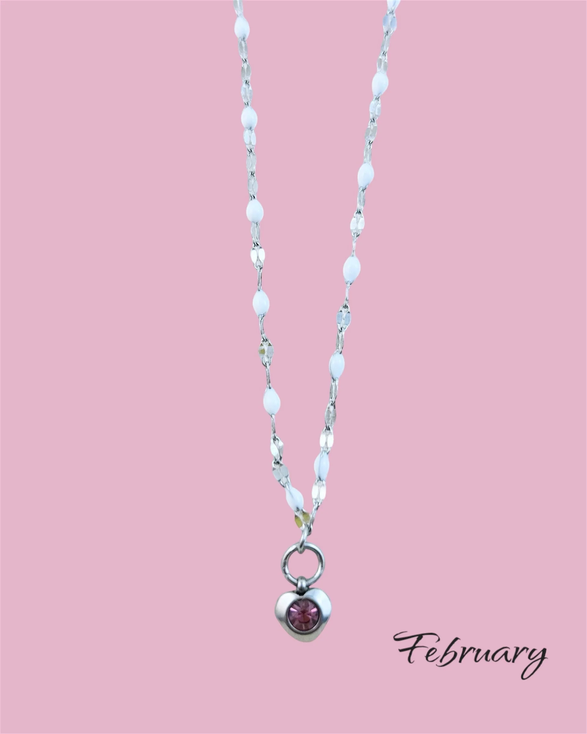 Heart Stone Necklaces in silver - various birthstone colours - Image 4