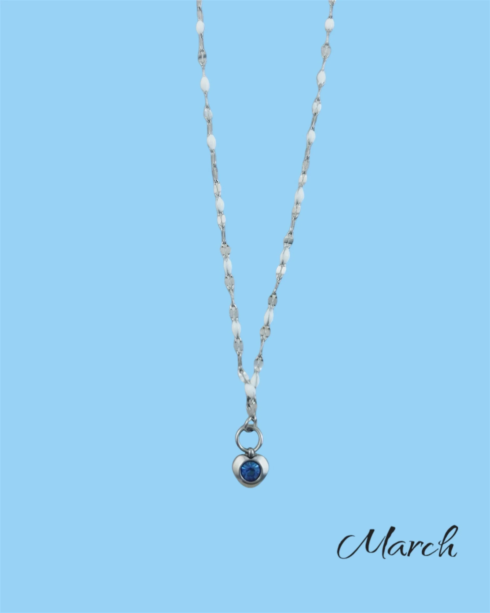 Heart Stone Necklaces in silver - various birthstone colours - Image 5