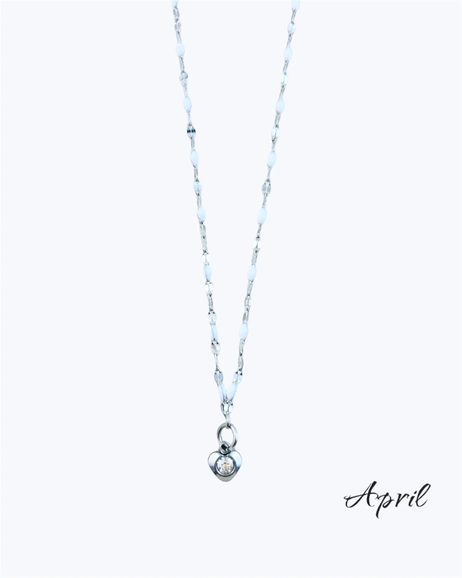 Heart Stone Necklaces in silver - various birthstone colours - Image 6