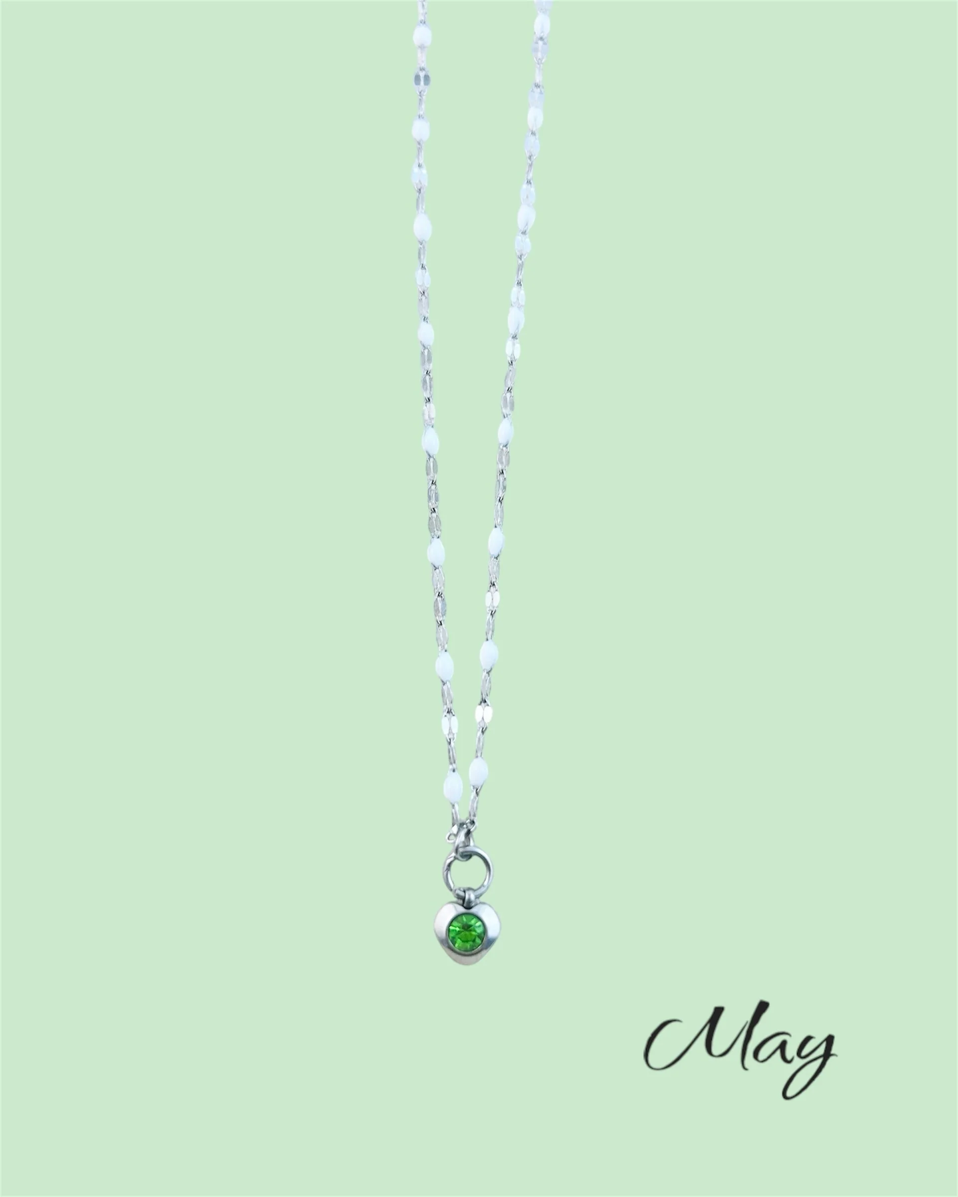 Heart Stone Necklaces in silver - various birthstone colours - Image 7
