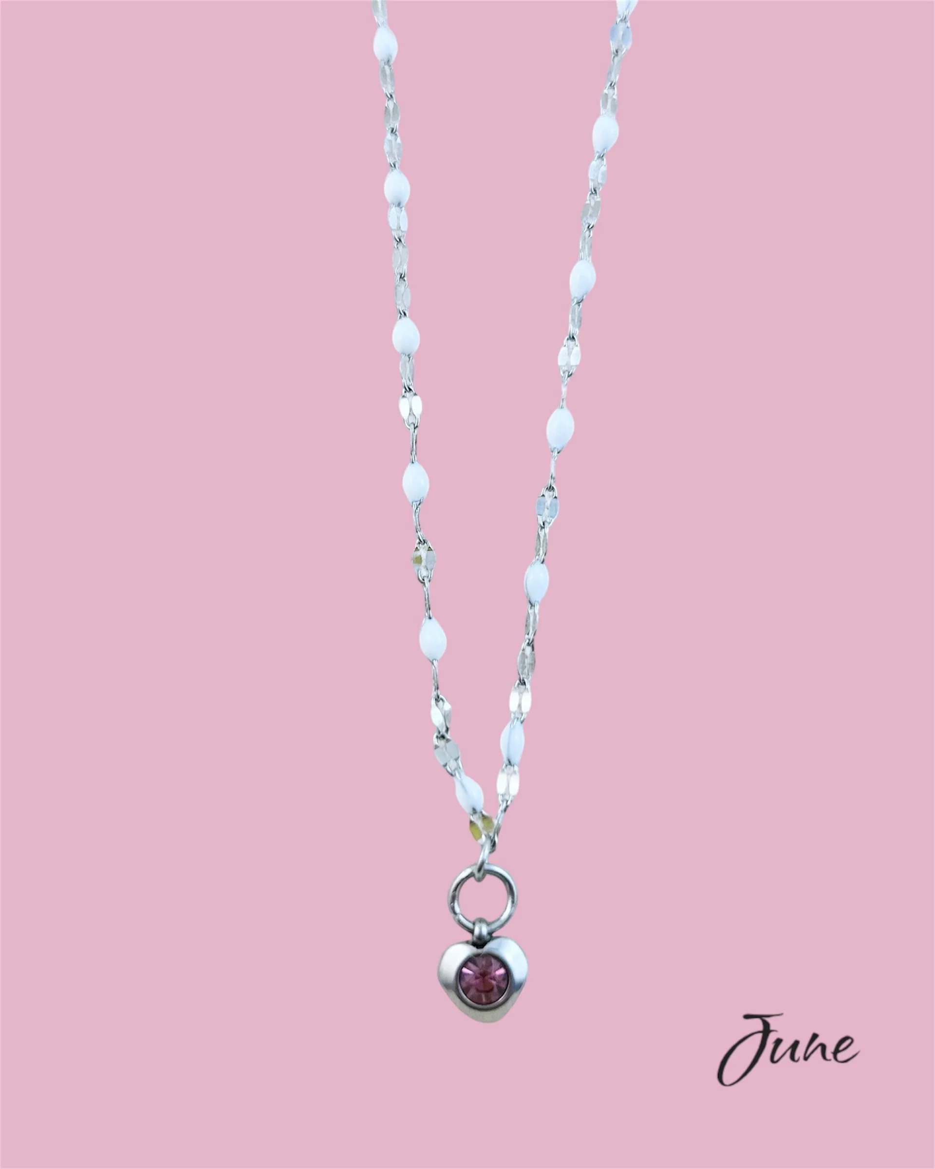 Heart Stone Necklaces in silver - various birthstone colours - Image 8