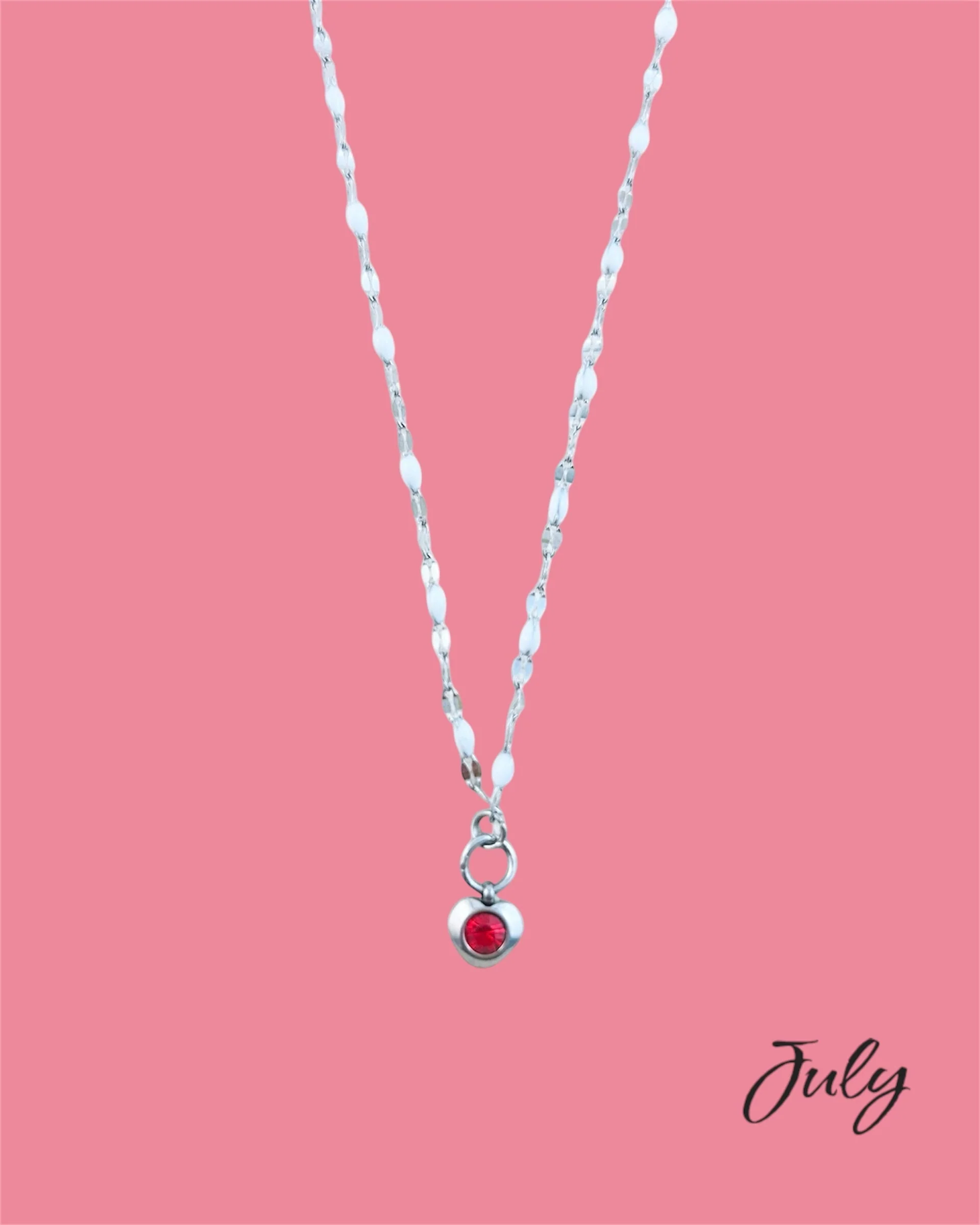 Heart Stone Necklaces in silver - various birthstone colours - Image 9