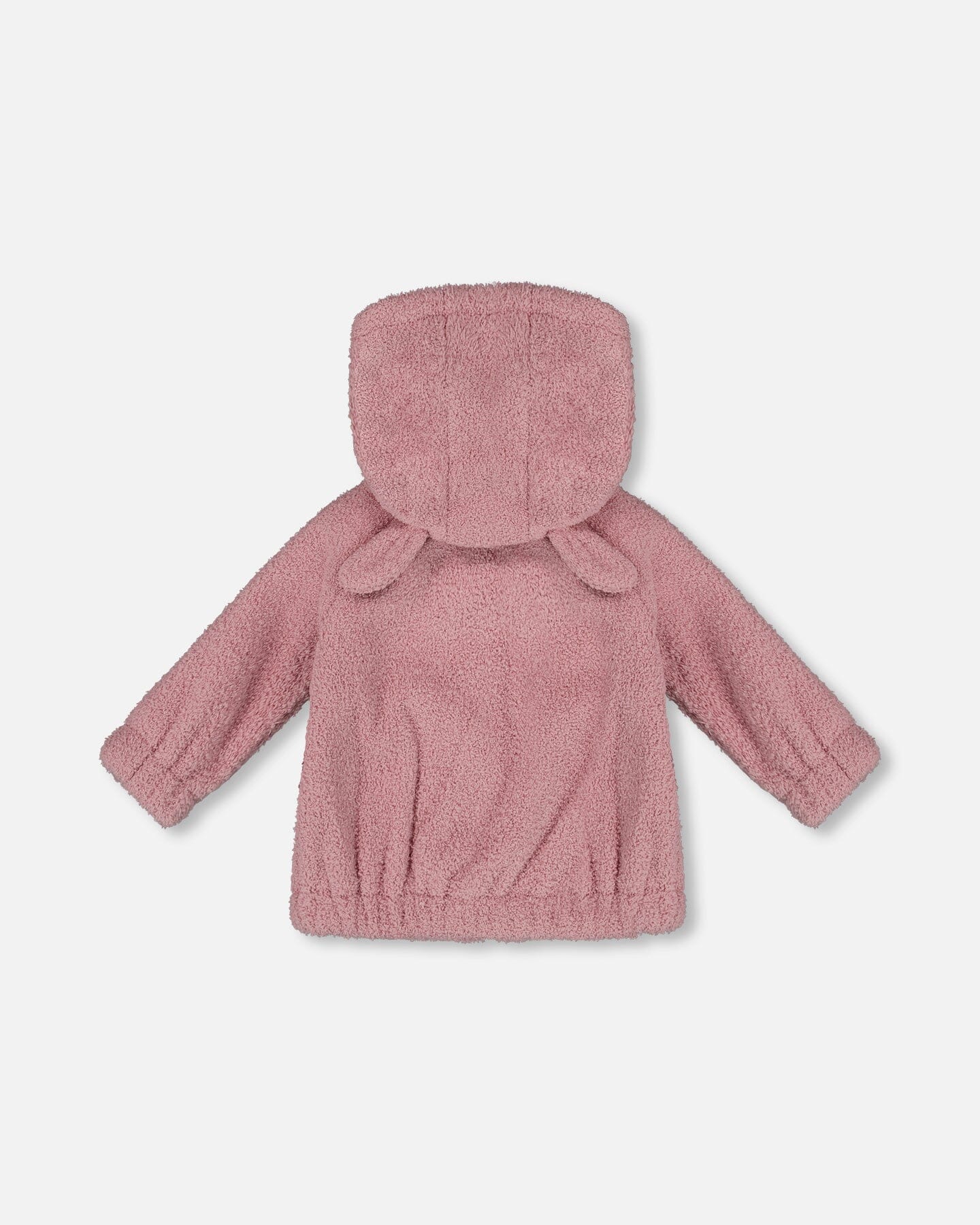 Hooded Full Zip Cat Plush Jacket Dusty Pink - Image 4