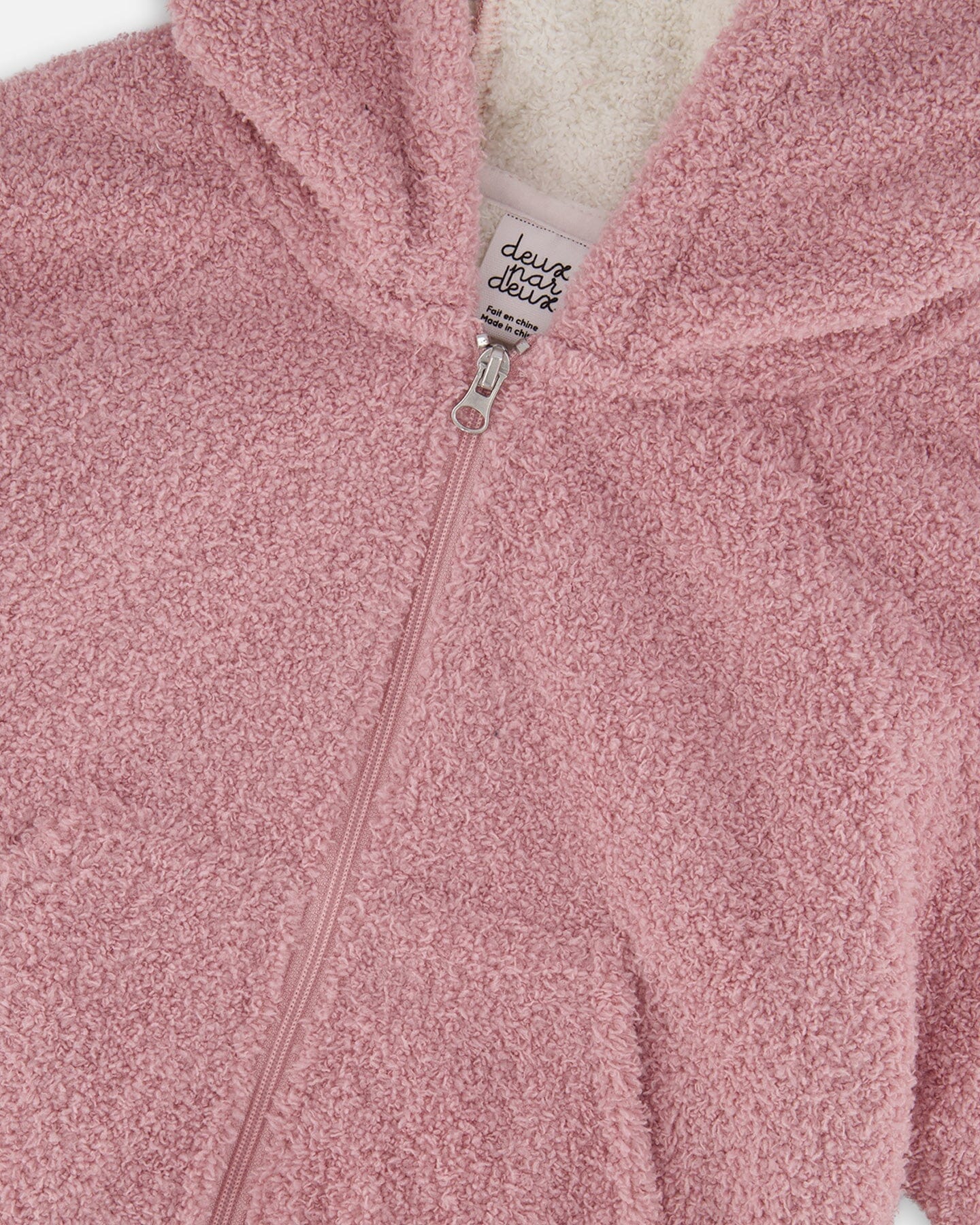 Hooded Full Zip Cat Plush Jacket Dusty Pink - Image 5