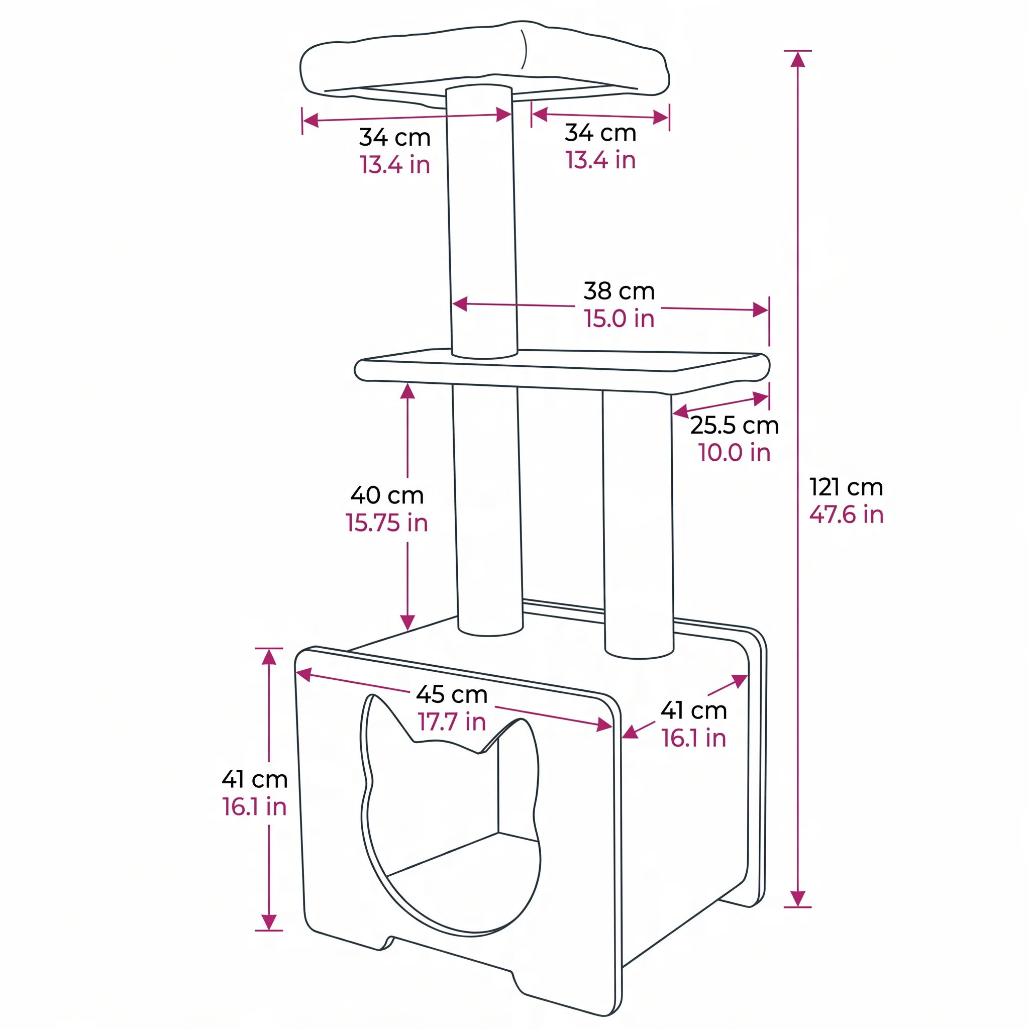 Hut Hideout - Deluxe 3-Level Cat Tree - Image 15