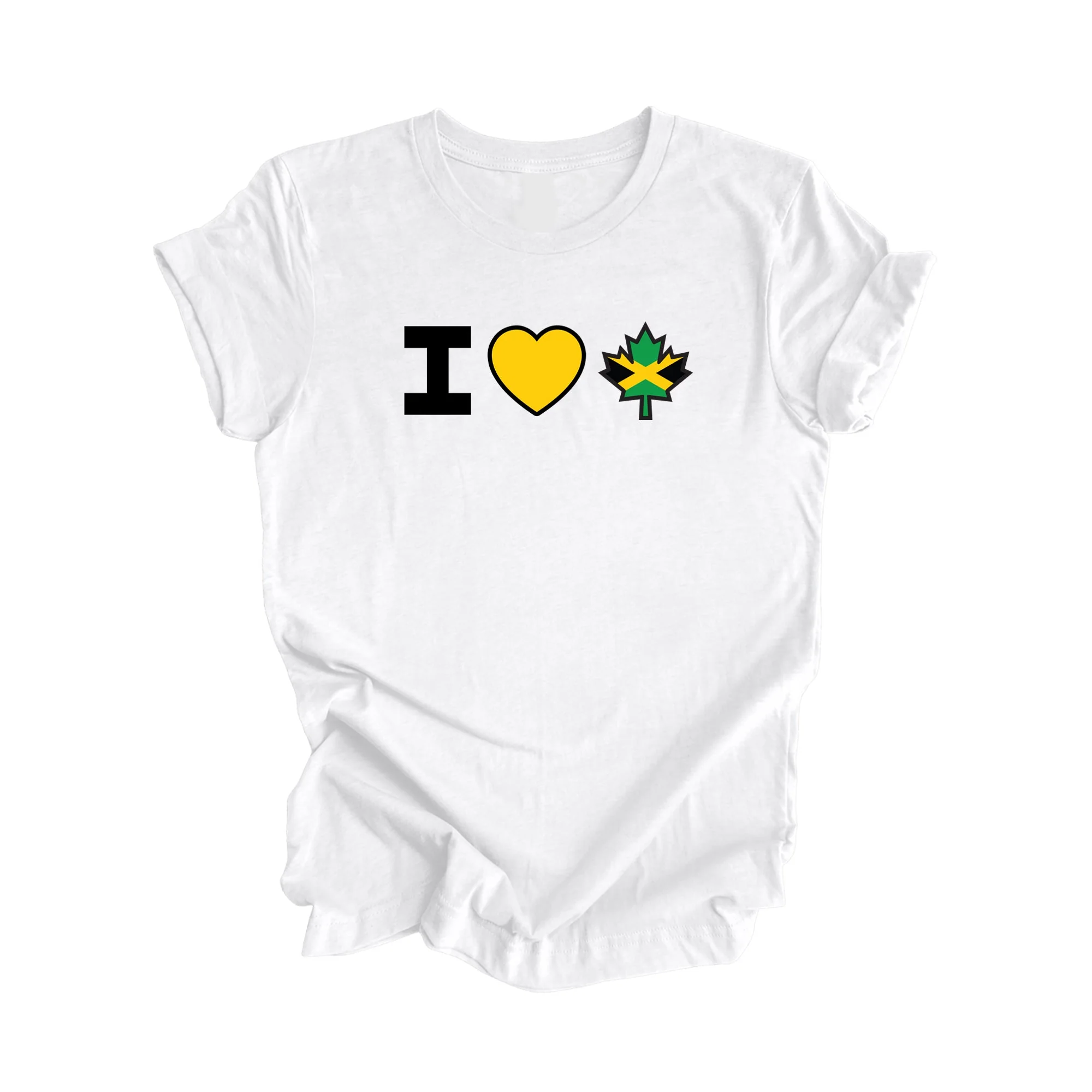 I Love Canada - Canadian Maple Leaf with Jamaica Flag, Canadian Gift T-Shirt, Jamaican Present, National Flag Tee Shirt - Inspired X - Image 2