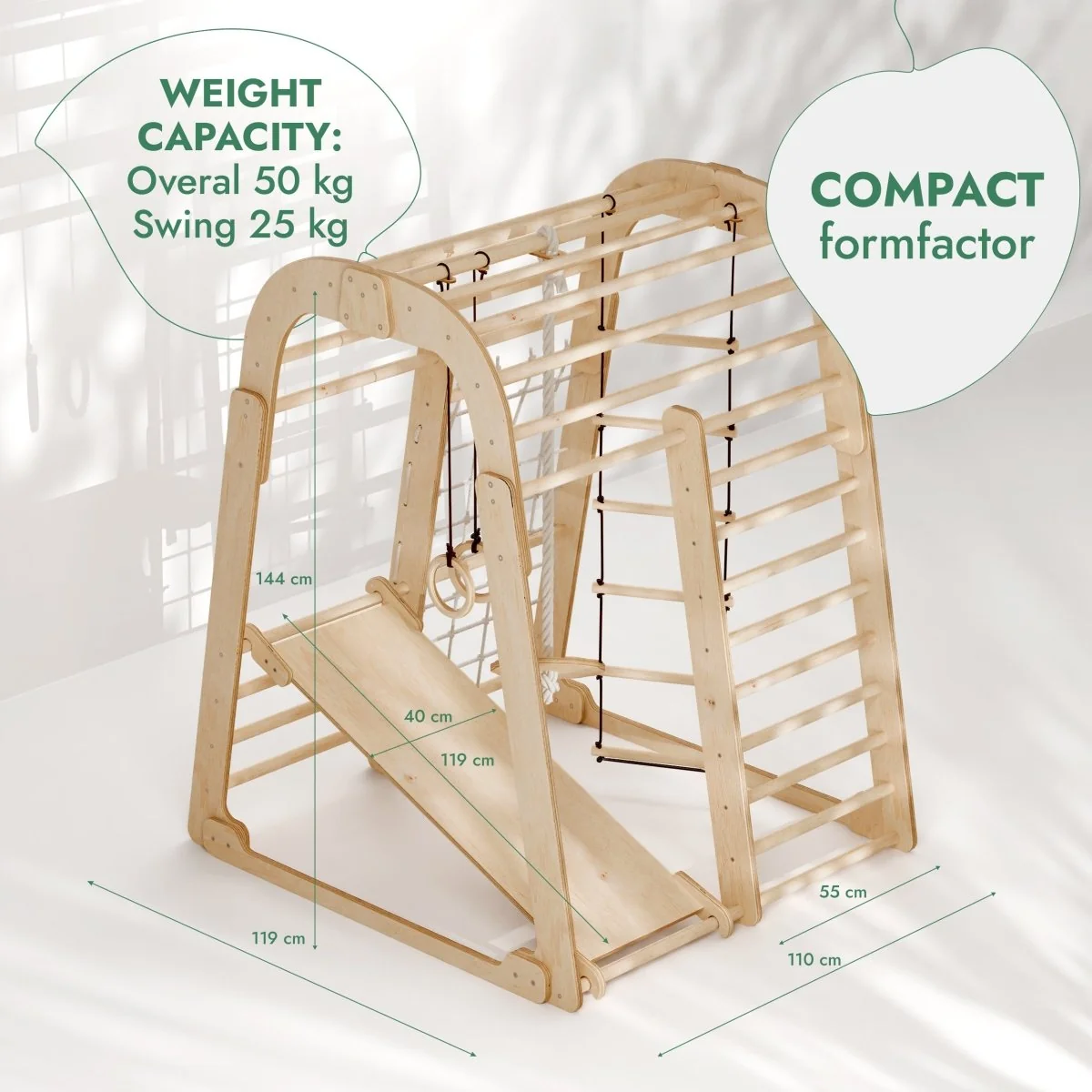 Indoor Wooden Playground for Children - 6in1 Playground + Swings Set + Slide Board - Image 5