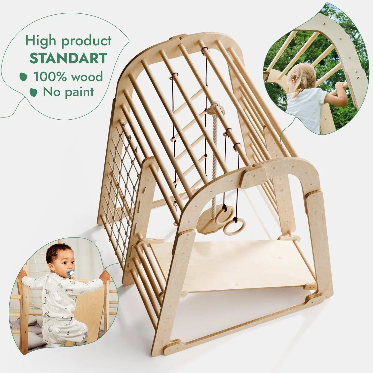Indoor Wooden Playground for Children - 6in1 Playground + Swings Set + Slide Board - Image 7