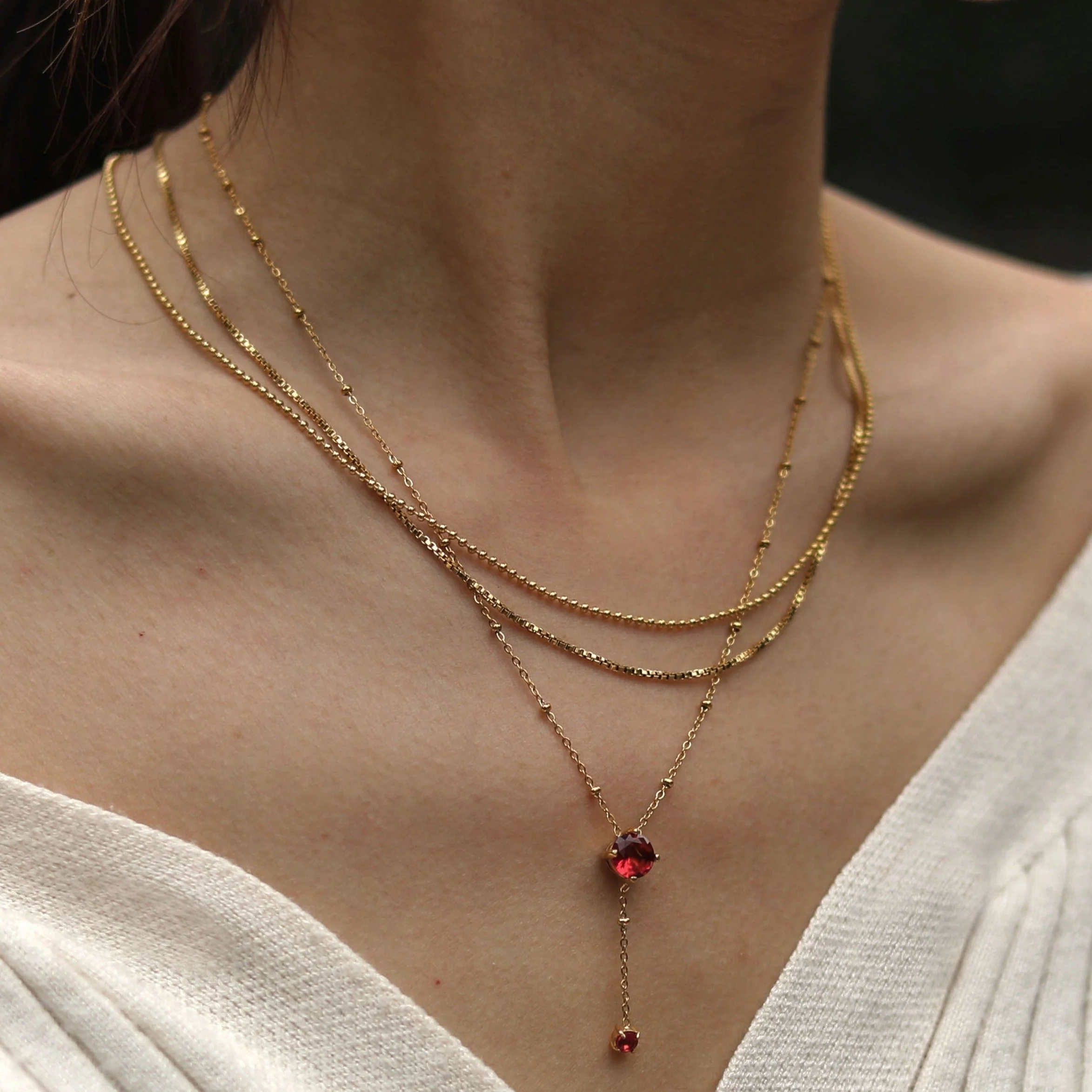 INGA: Mini-Box Chain Necklace in Gold - Image 7