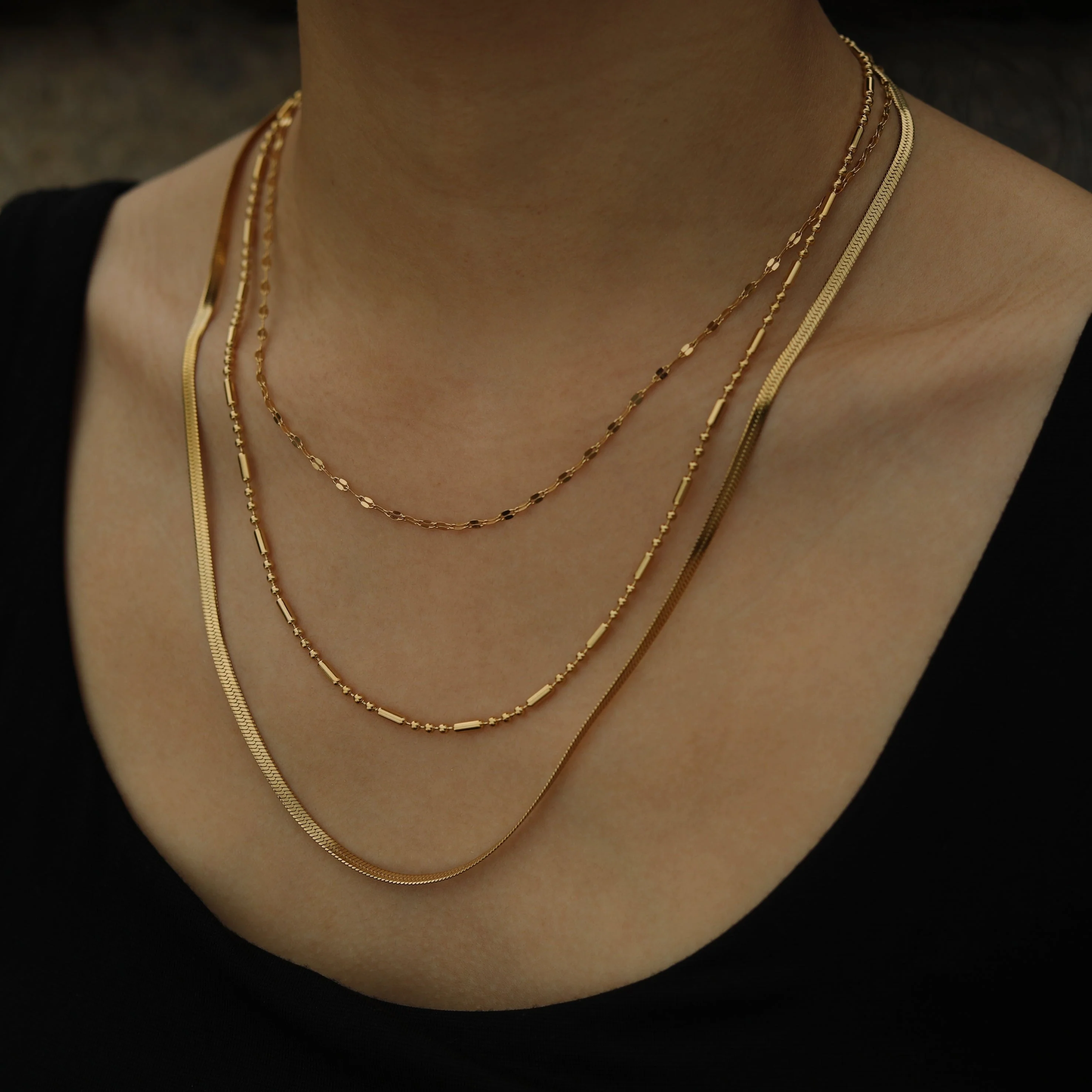 IRIS Triple Layer Multi Chain Gold Necklace - Image 2