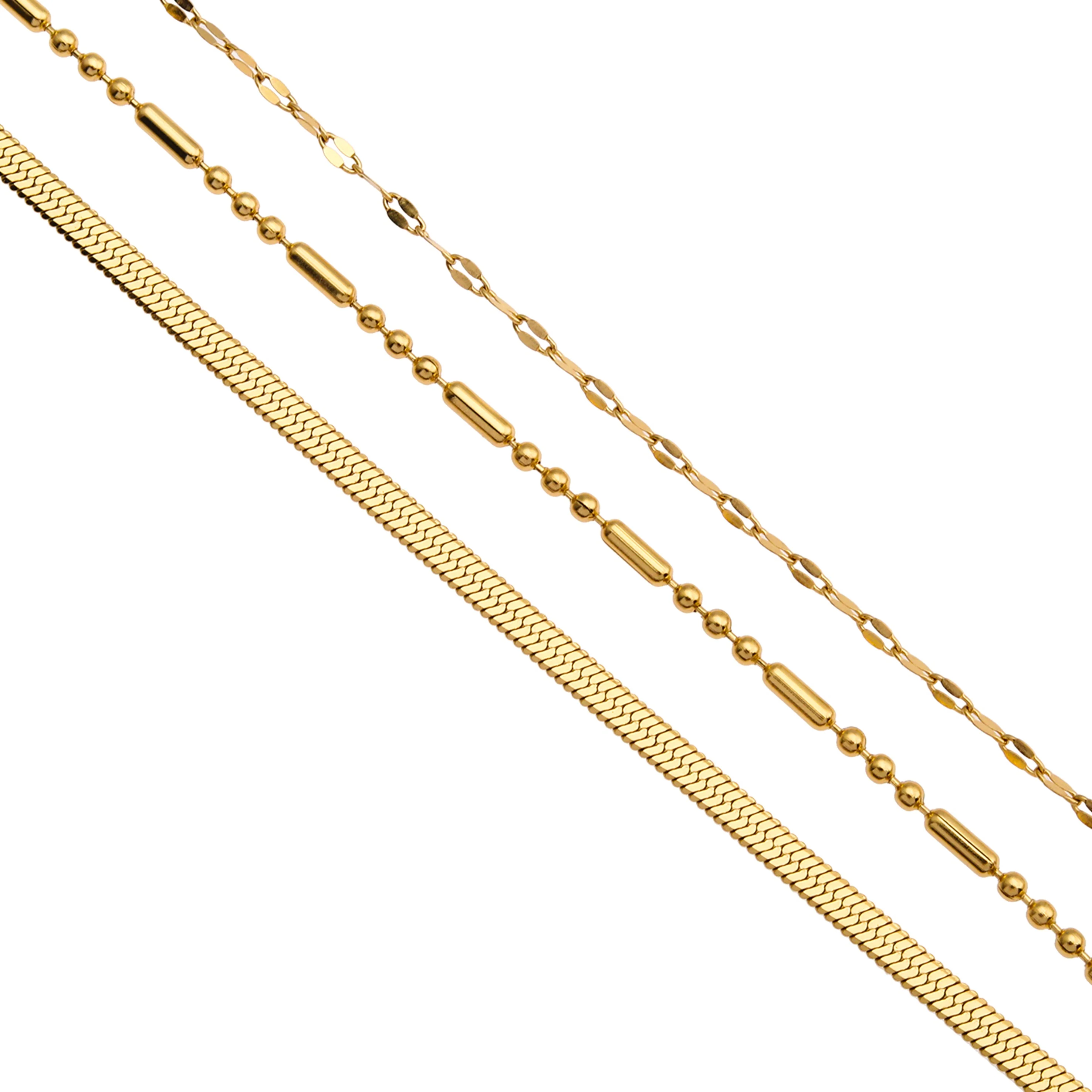 IRIS Triple Layer Multi Chain Gold Necklace - Image 7