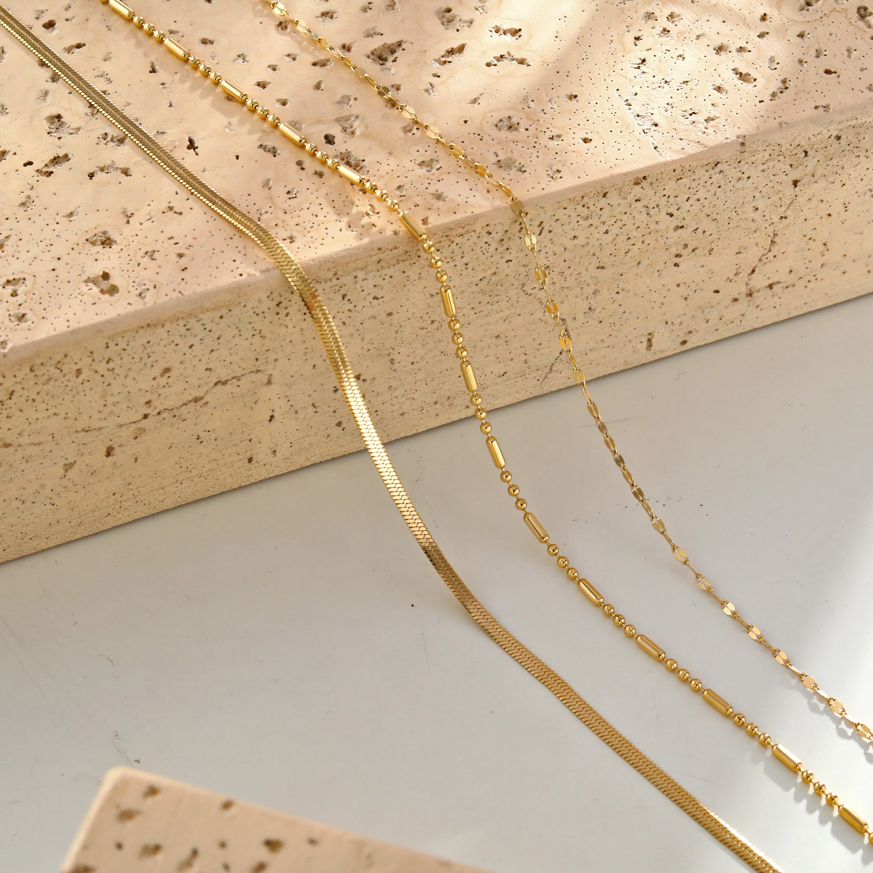 IRIS Triple Layer Multi Chain Gold Necklace - Image 9