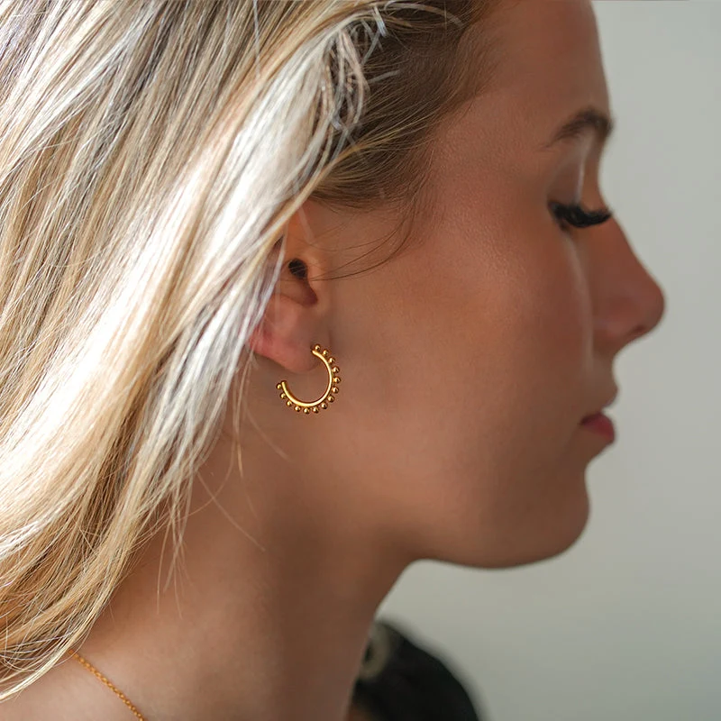 ISLA: Beaded Edge Hoop Earrings - Image 9