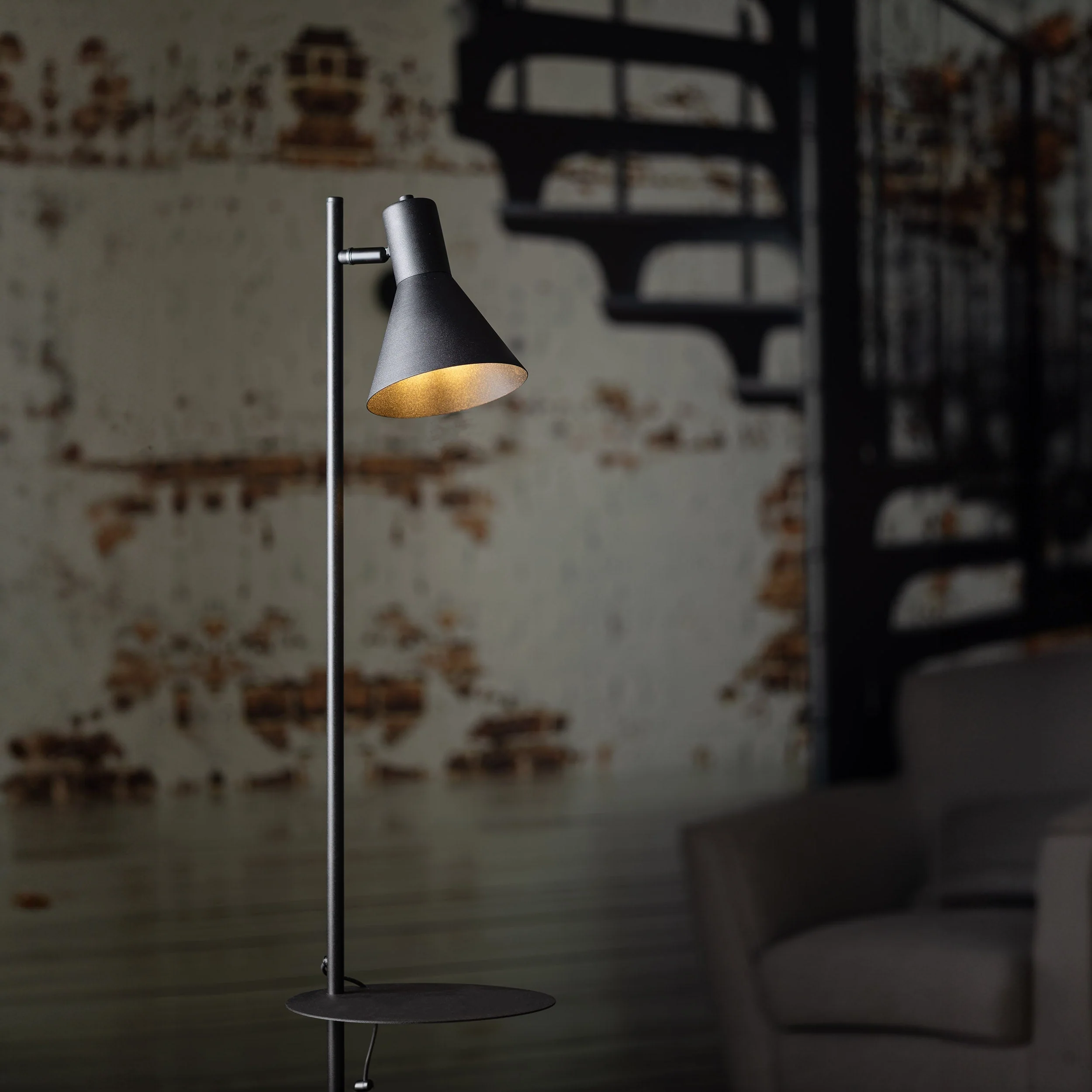 JUMP Black Industrial Tray Floor Lamp for Living Room & Reading Nook - Image 3