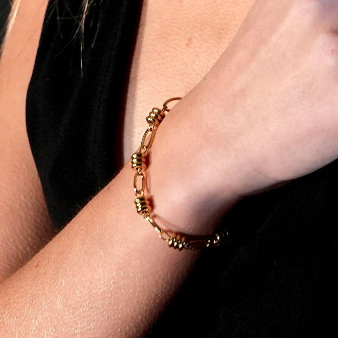 KAMA Oval-Links & Adjoined Beads Statement Bracelet - Image 4