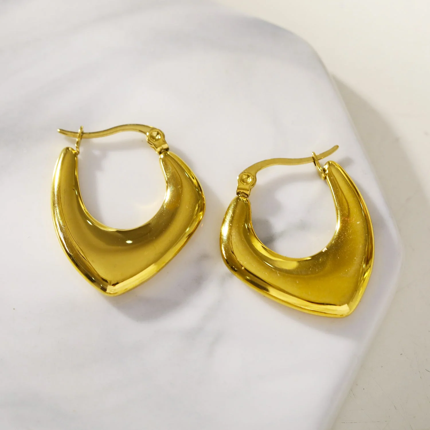 KAMIRA Gold: Asymmetrical Geometric Hoop Earrings - Image 4