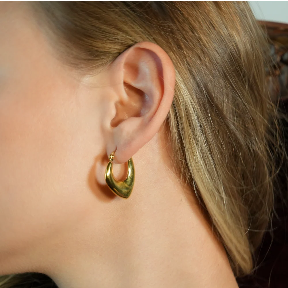 KAMIRA Gold: Asymmetrical Geometric Hoop Earrings - Image 5