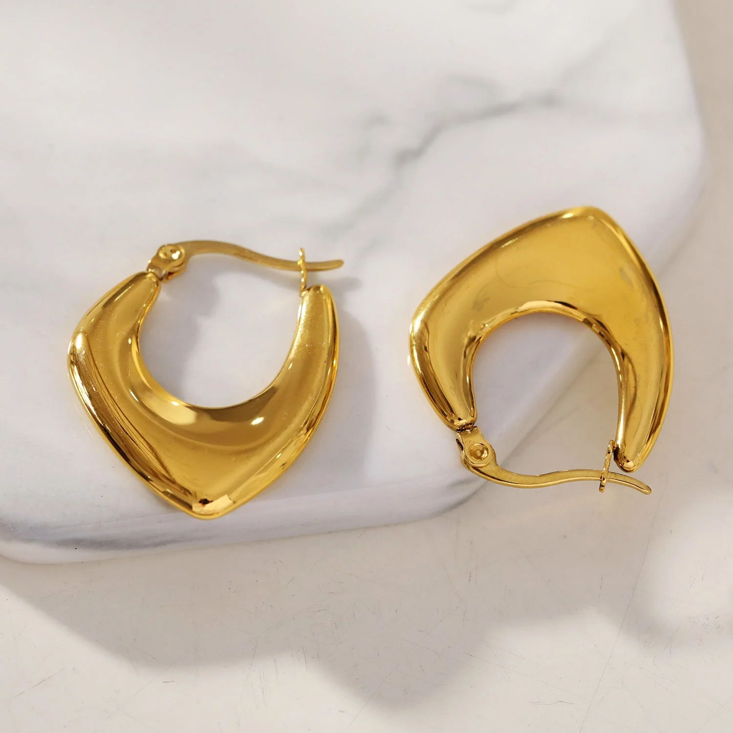 KAMIRA Gold: Asymmetrical Geometric Hoop Earrings - Image 8