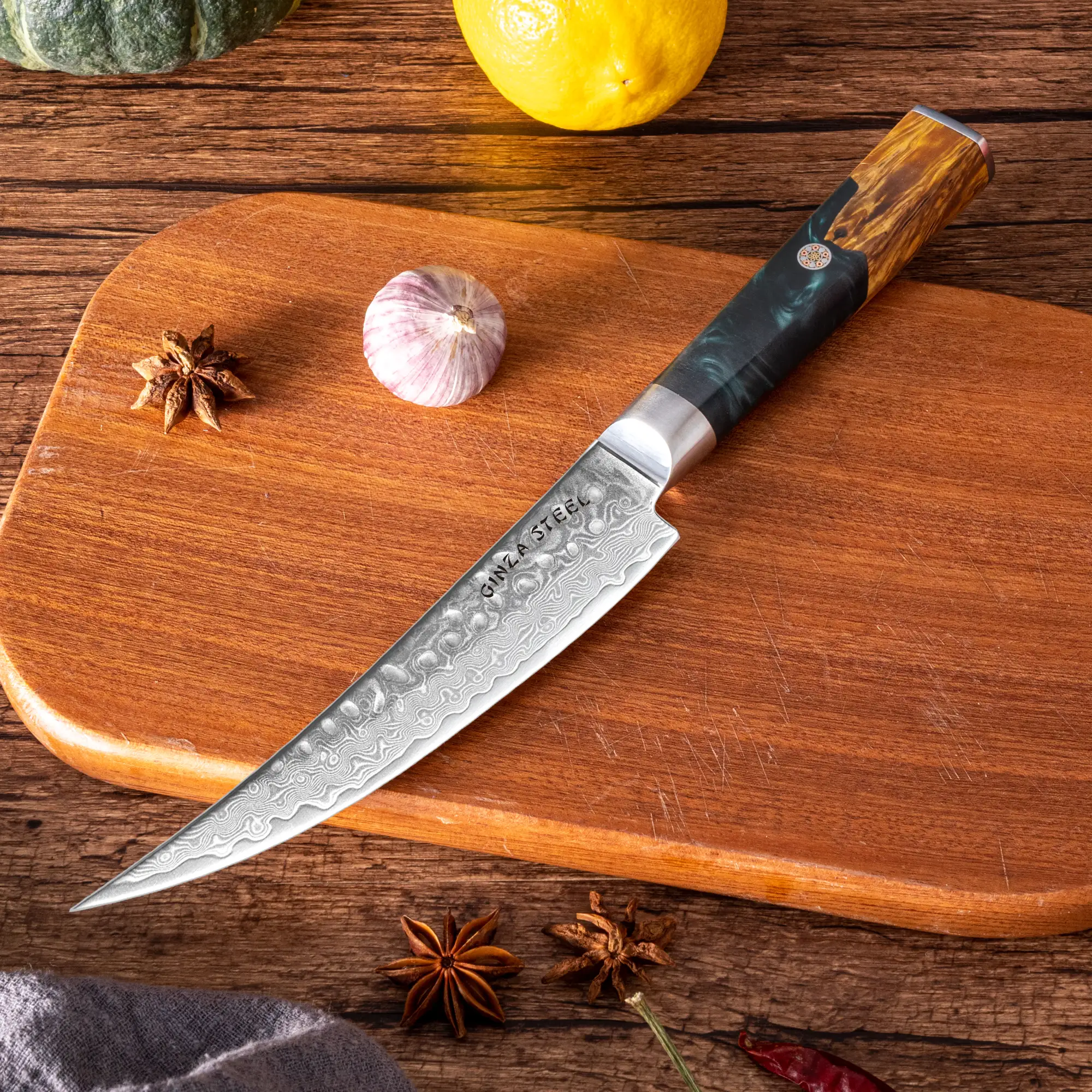 Kaze Katana Boning Knife 6″ | Damascus Steel by Ginza Steel - Image 4