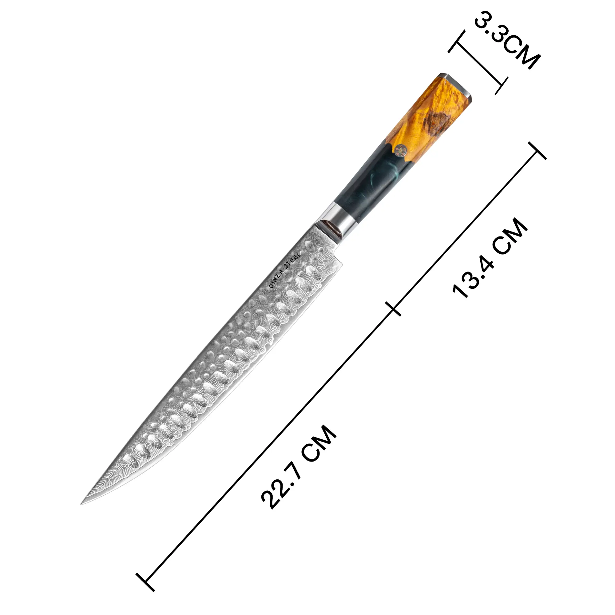 Kaze Katana Carving Knife 9″ | Damascus Steel by Ginza Steel - Image 3