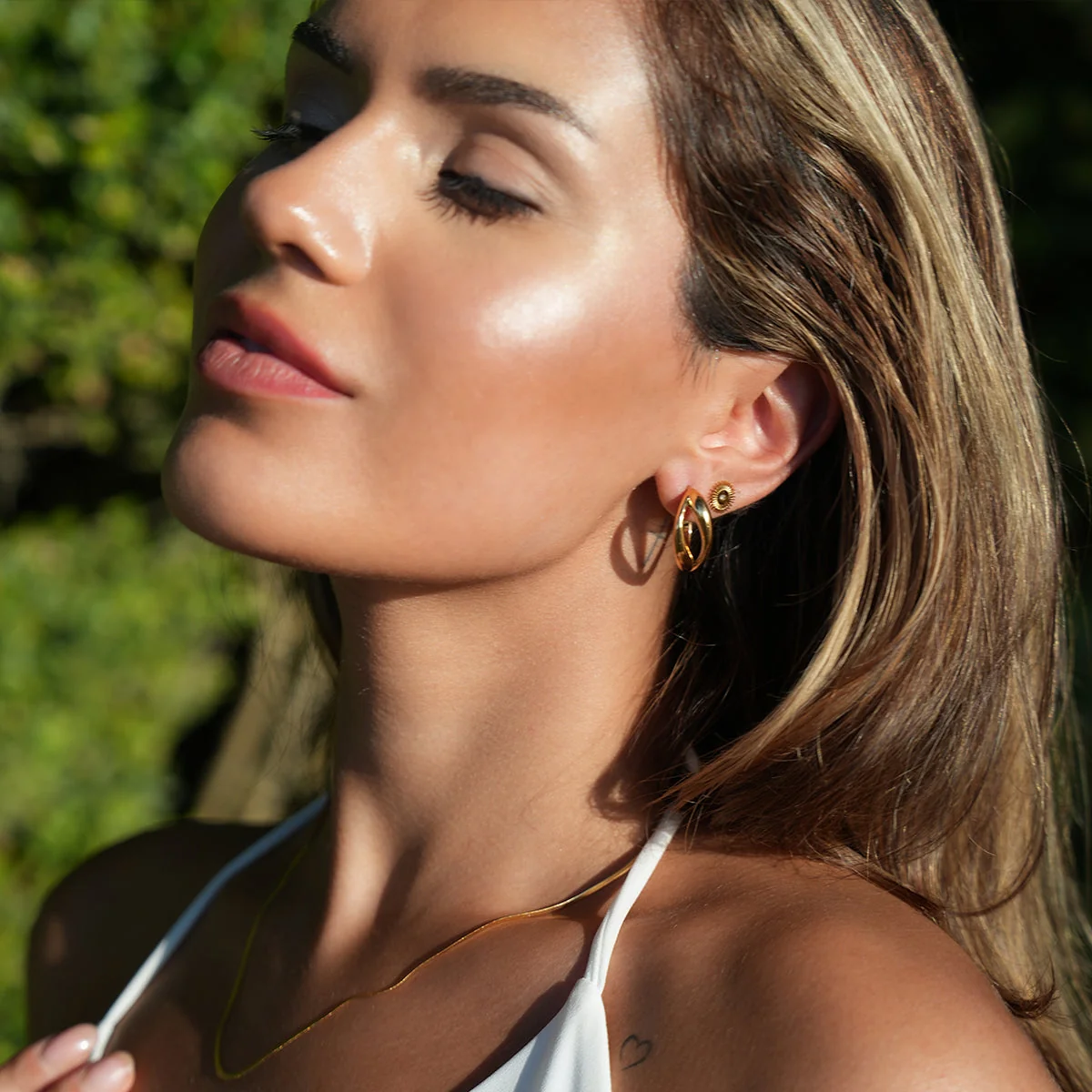 KEIKO: Double Loop Hoop Earrings in Gold - Image 2