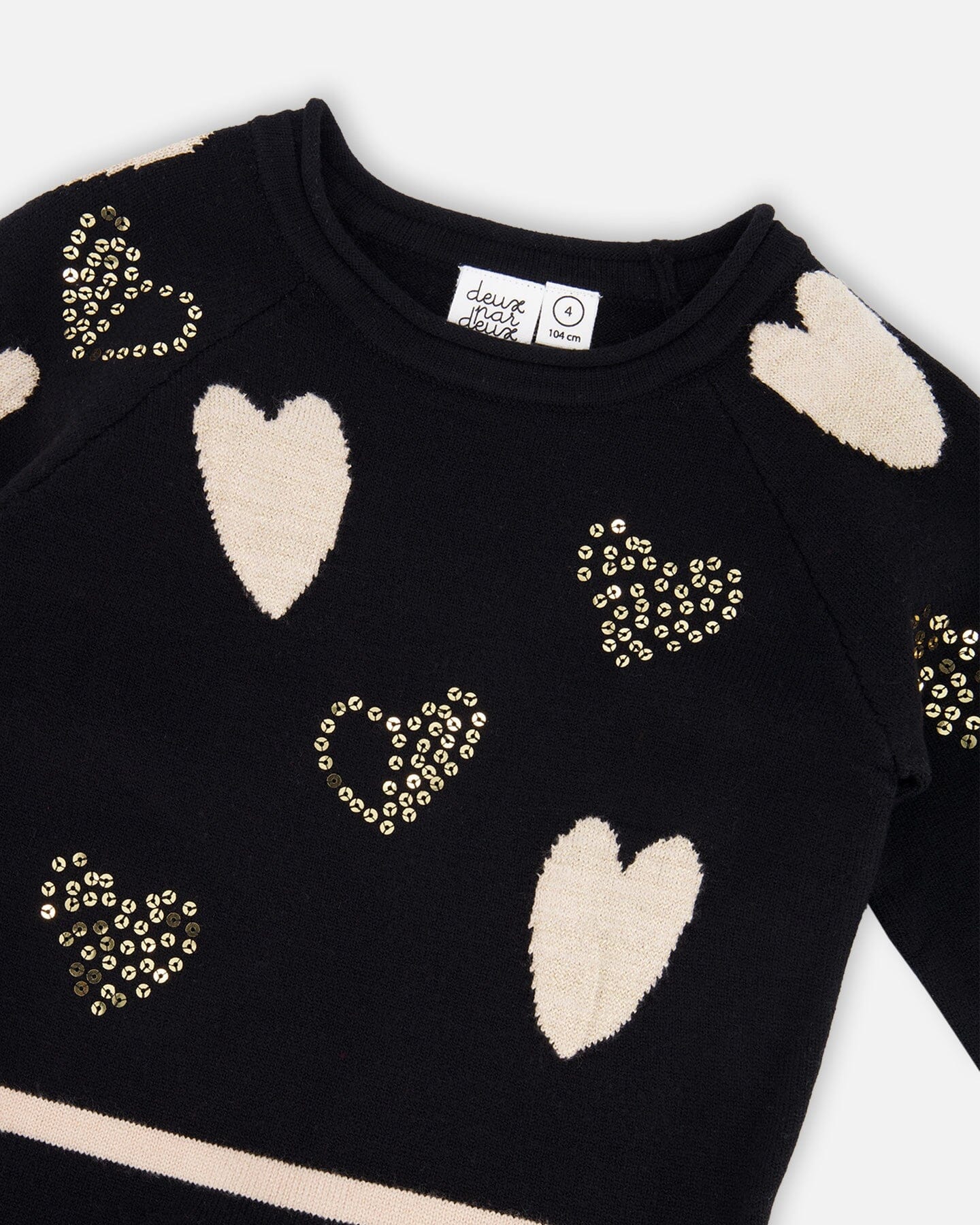 Knit Dress Black With Glittery Heart Motifs - Image 4
