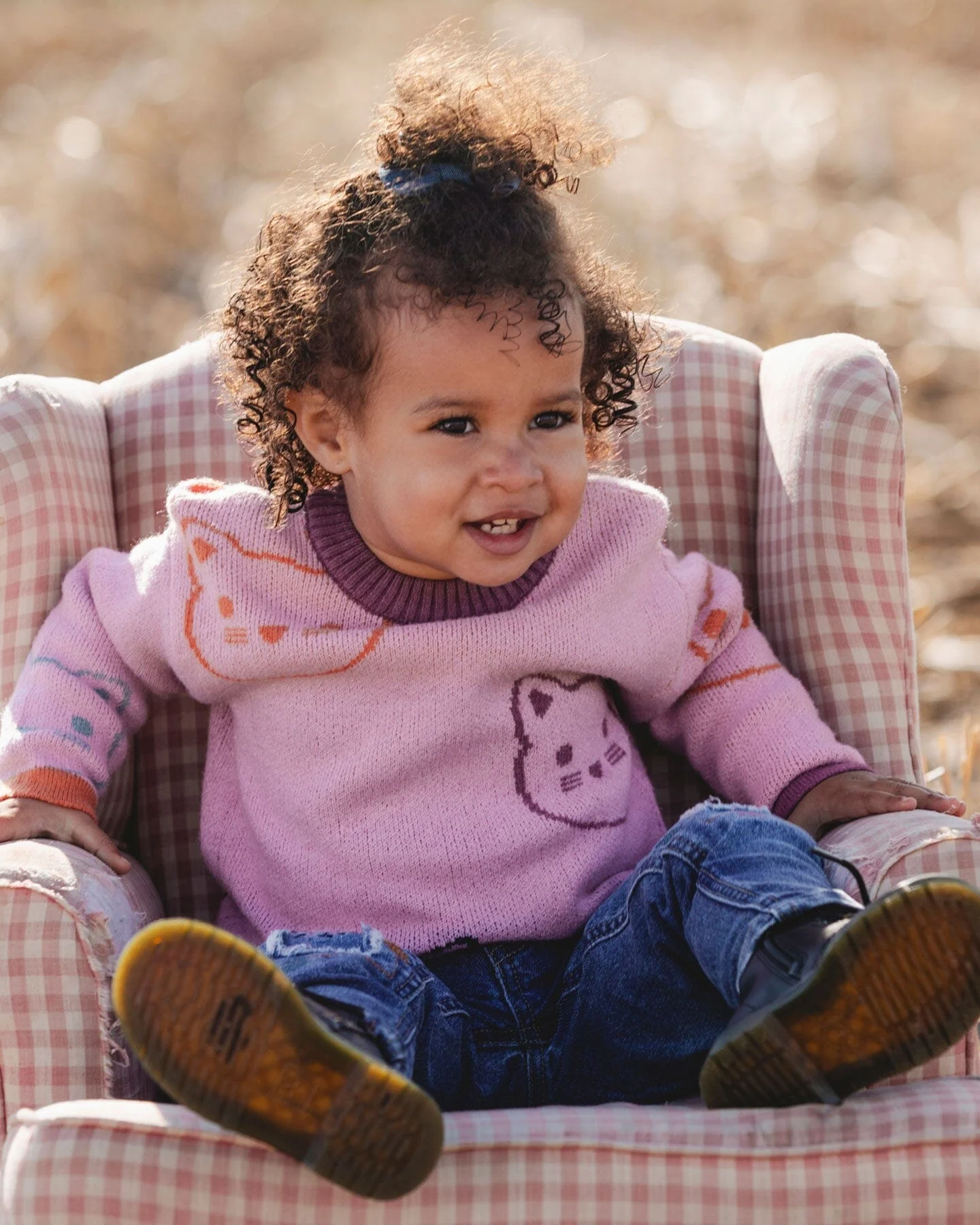 Knit Jacquard Sweater Dusty Pink With Cats - Image 2
