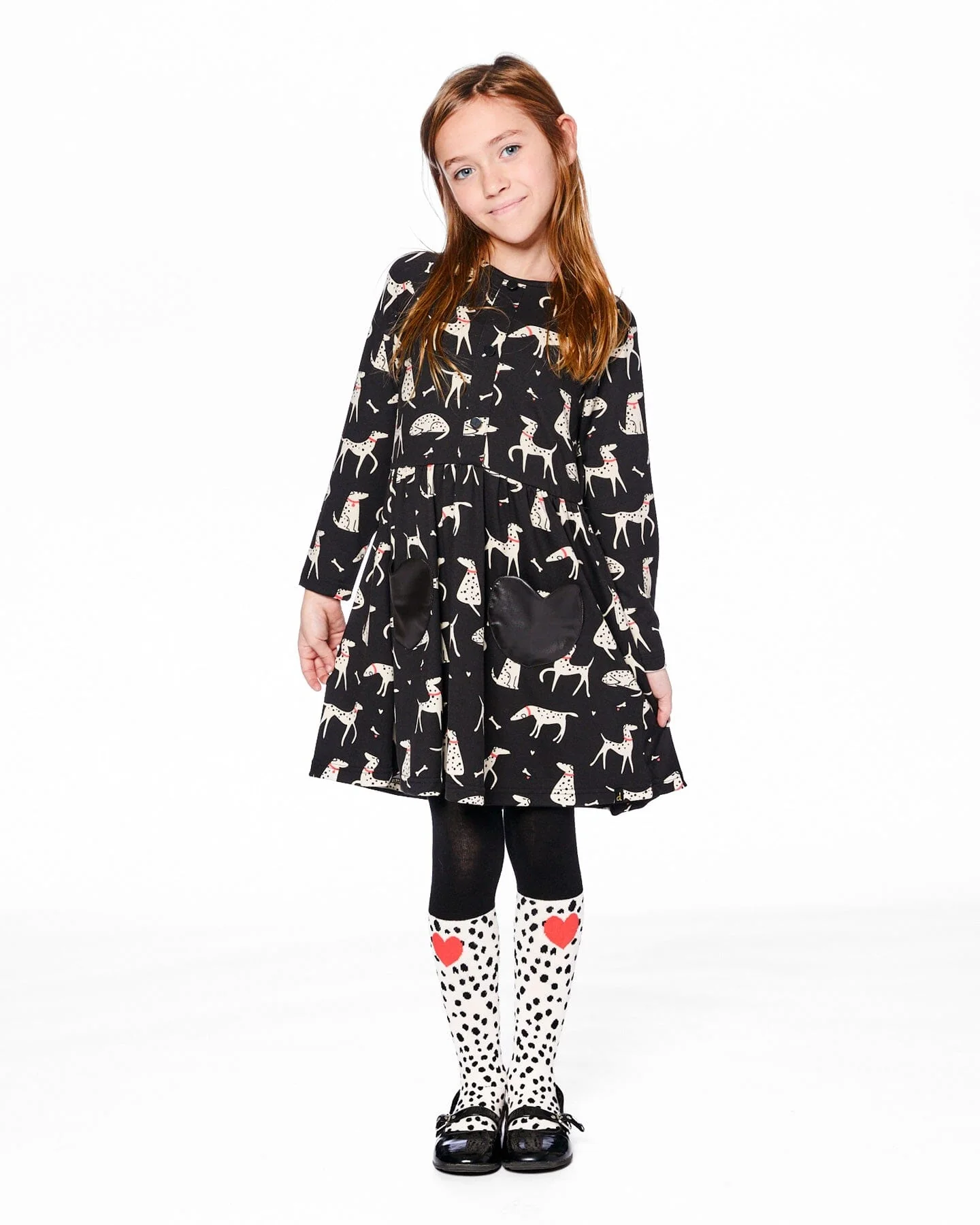 Knit Tights Black With Dalmatian Pattern - Image 2